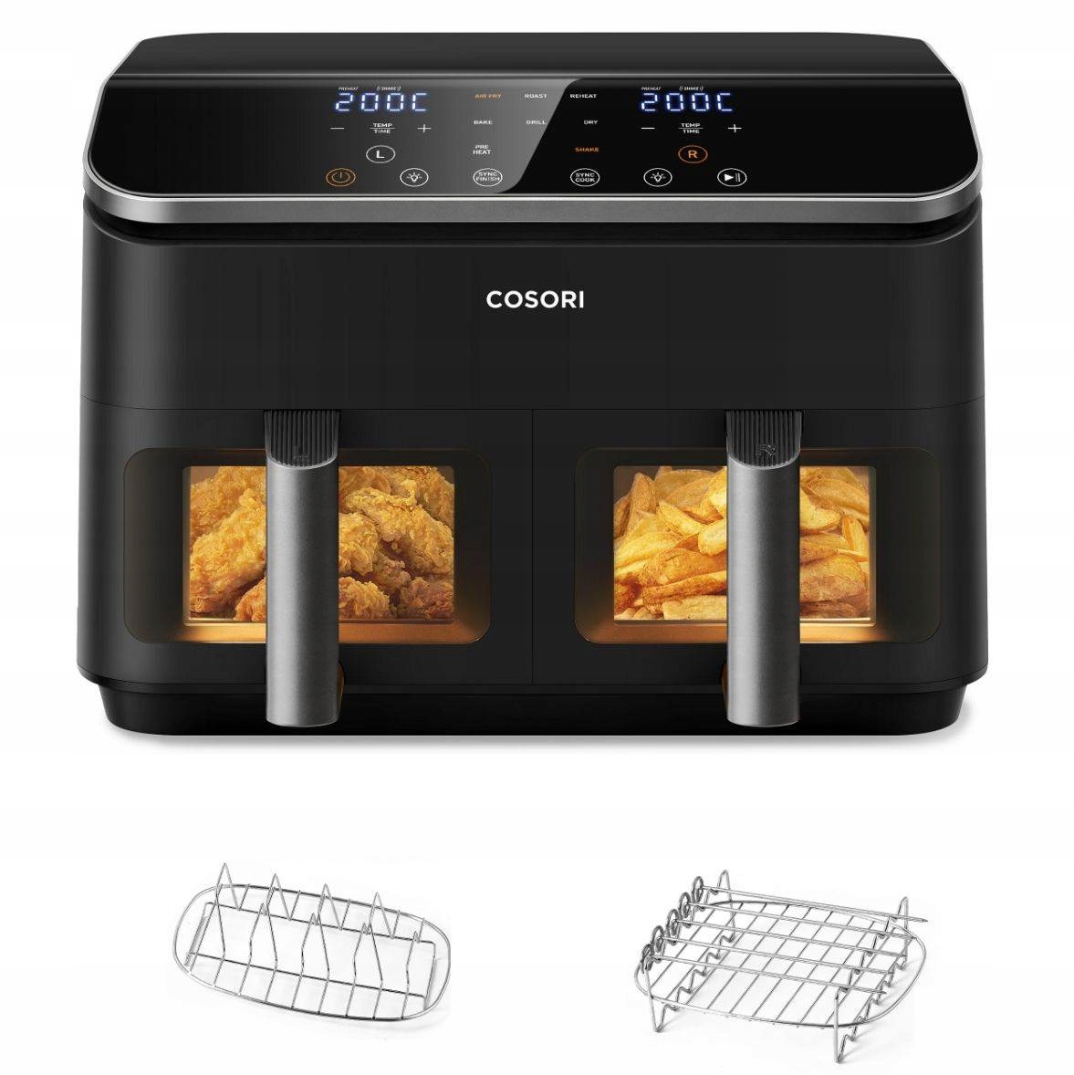 Cosori Dual Basket horkovzdušná fritéza 8.5l 5x špíz a rošt CAF-R901…
