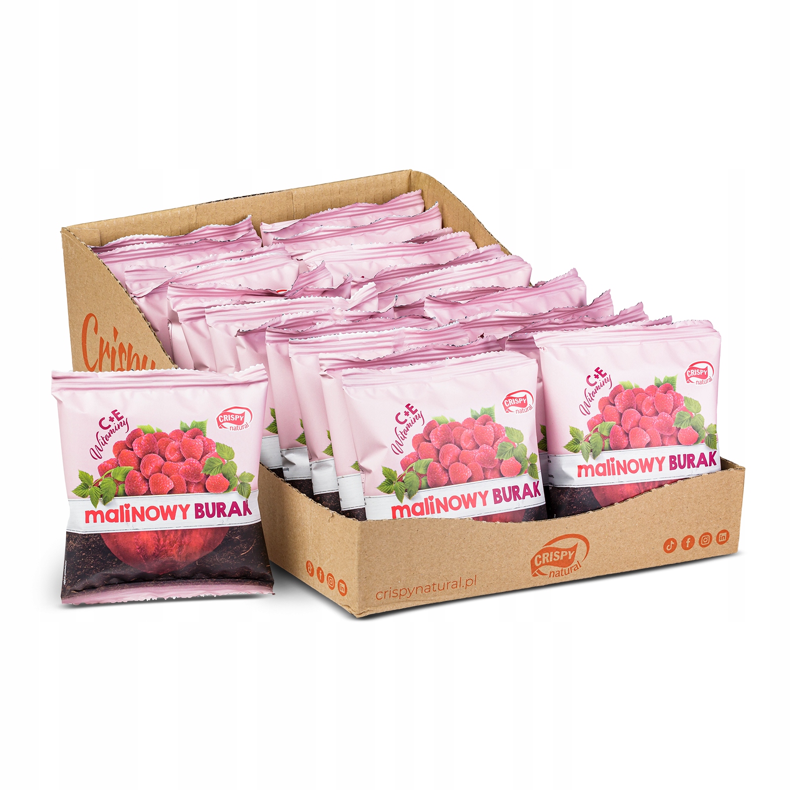 Levně 24x Malinová Červená Řepa Crispy červená řepa s malinou 18 g