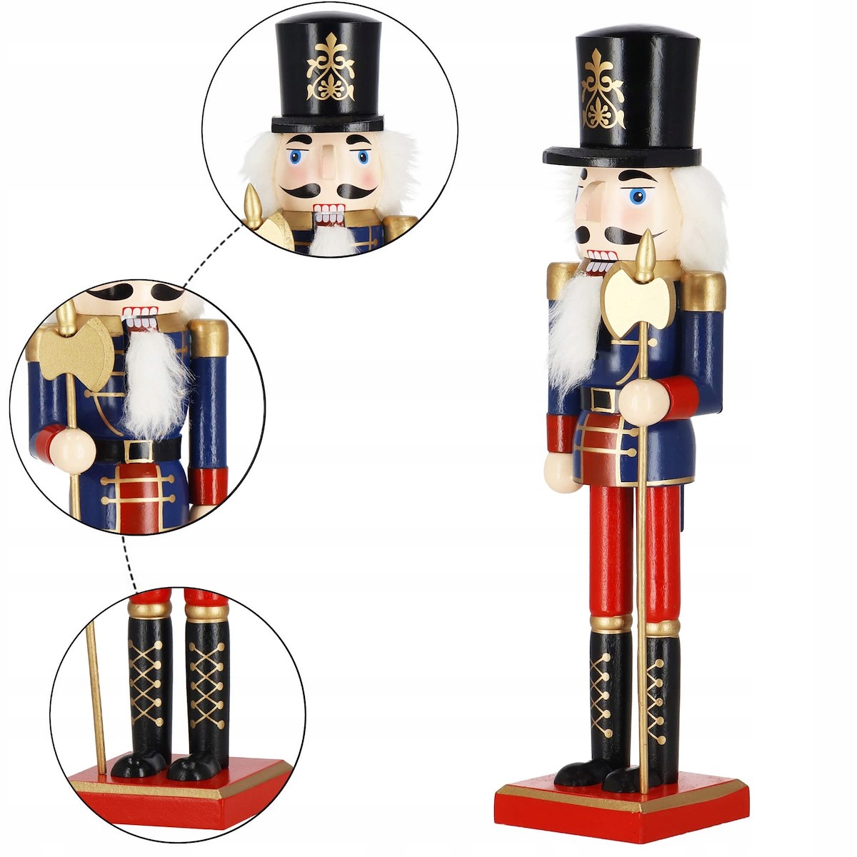 DREWNIANY DZIADEK DO ORZECHÓW XXL 38cm PREMIUM figurka OZDOBA ŚWIĄTECZNA Marka Springos