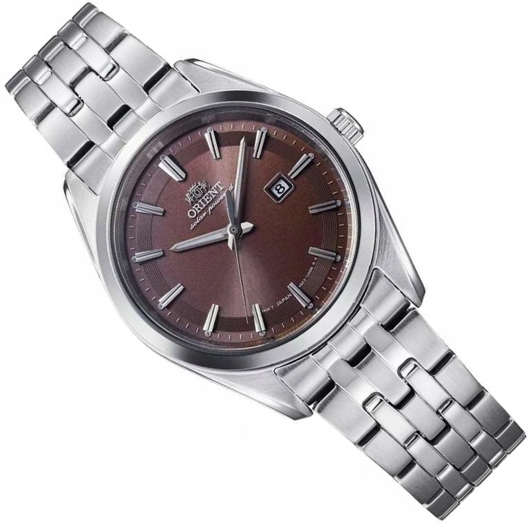 Elegantní Dámské Hodinky Orient RA-WG0603R10B Solární Hnědá Ocel Safír