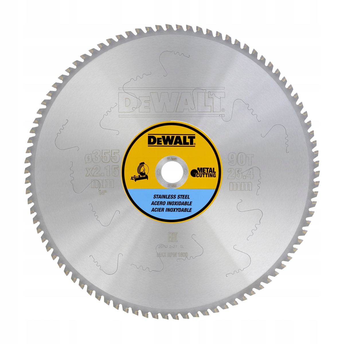Tarcza 355x25,4mm 90z do cięcia stali nierdzewnej DT1922 DeWALT