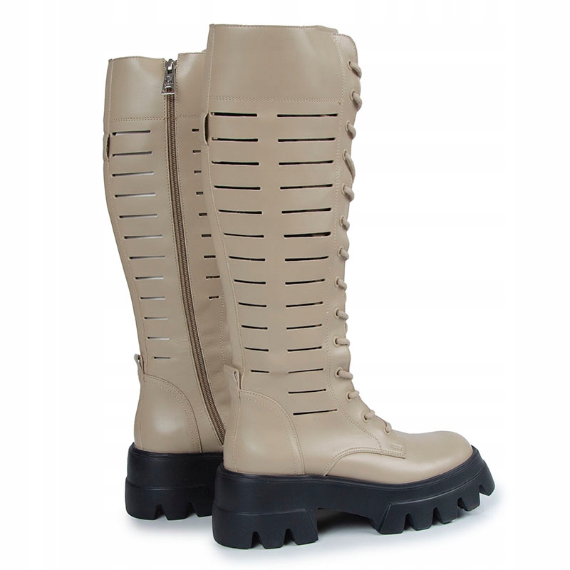 CARINII B8105 KOZAKI BOTKI AŻUROWE SKÓRA BEŻOWE 39 Kod producenta B8105-R77-000-000-E81