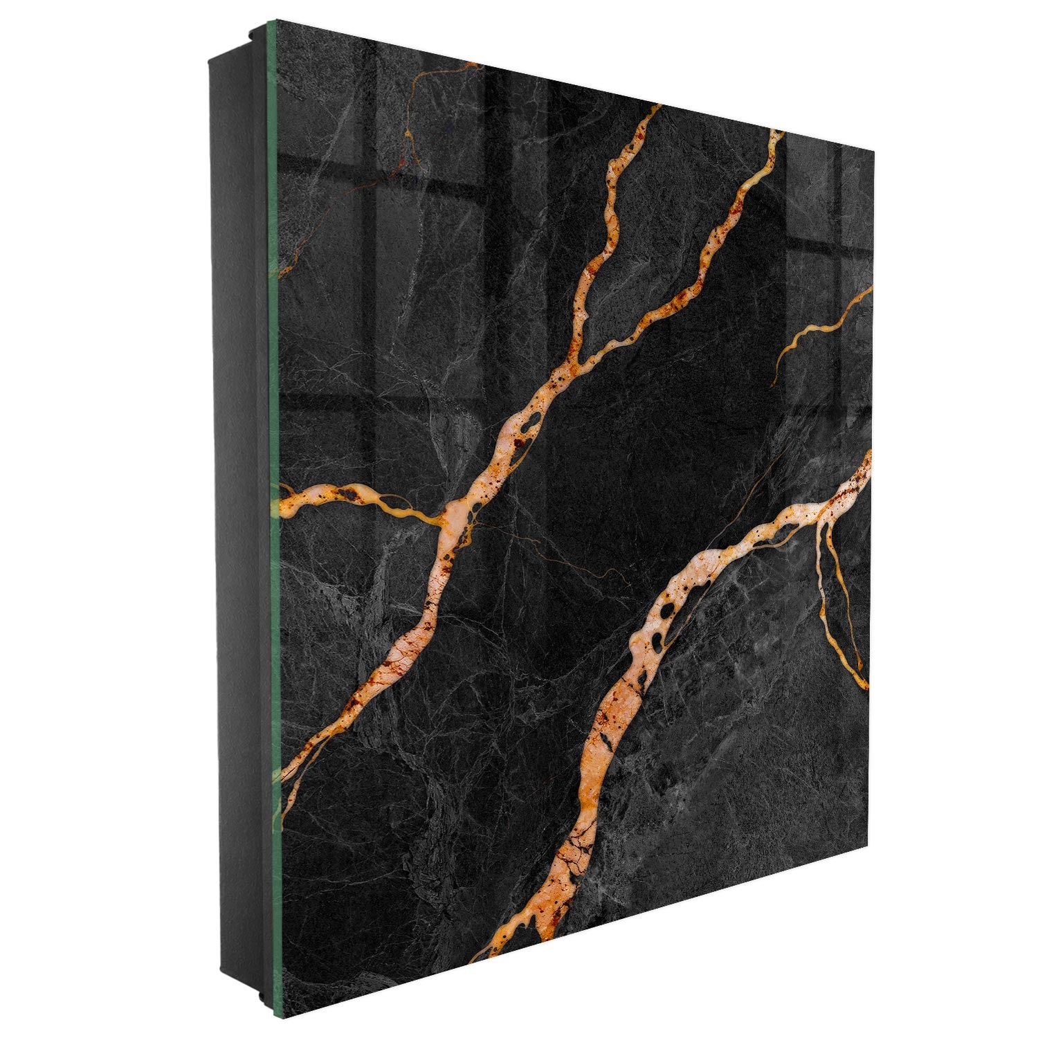 Skříňka Věšák Na Klíče Černá levá 30x30 cm Černo-oranžový Kámen