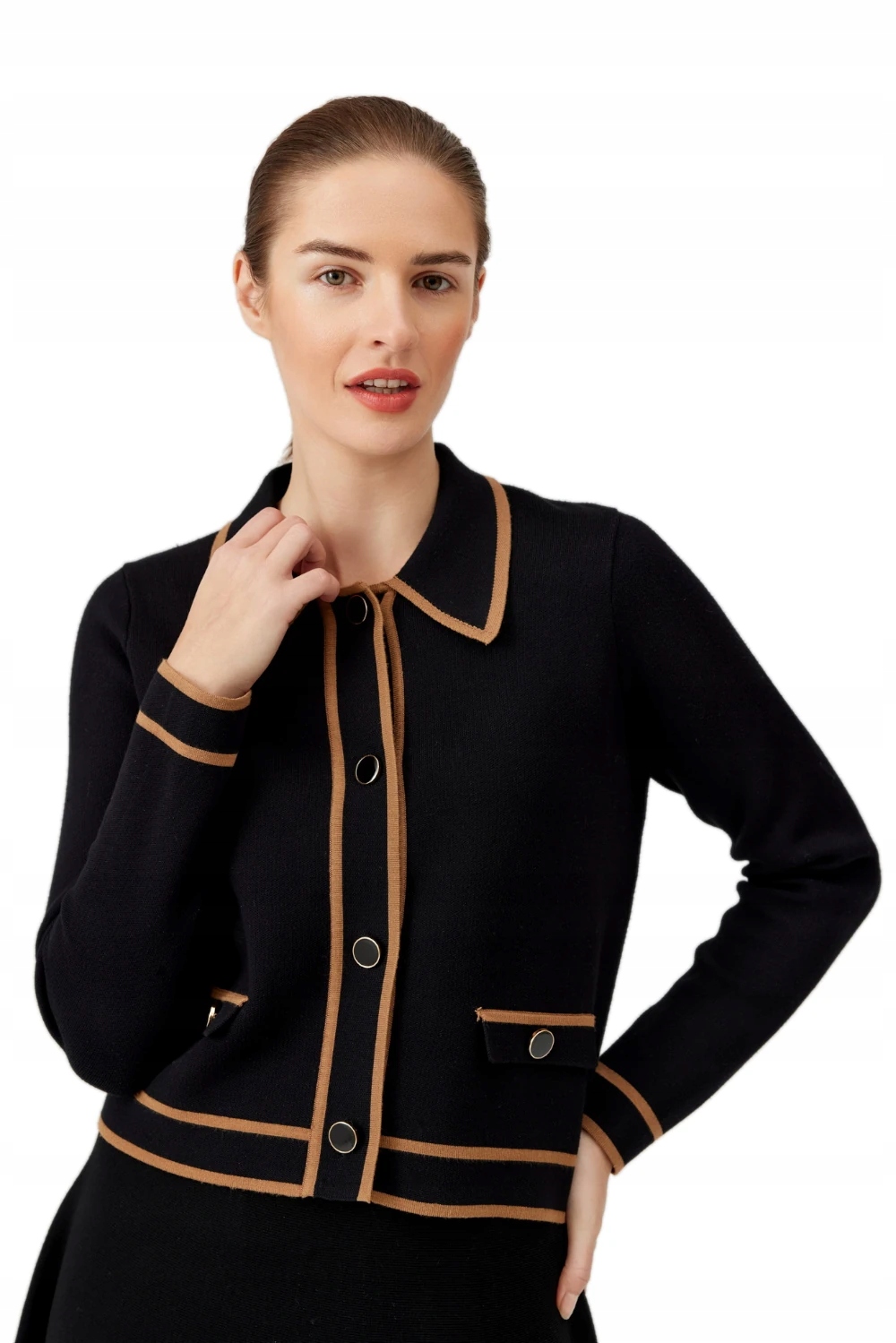 Dámský Svetr Černý S Pleteninou, Viskóza, Teplý, Elegantní, Feria 44