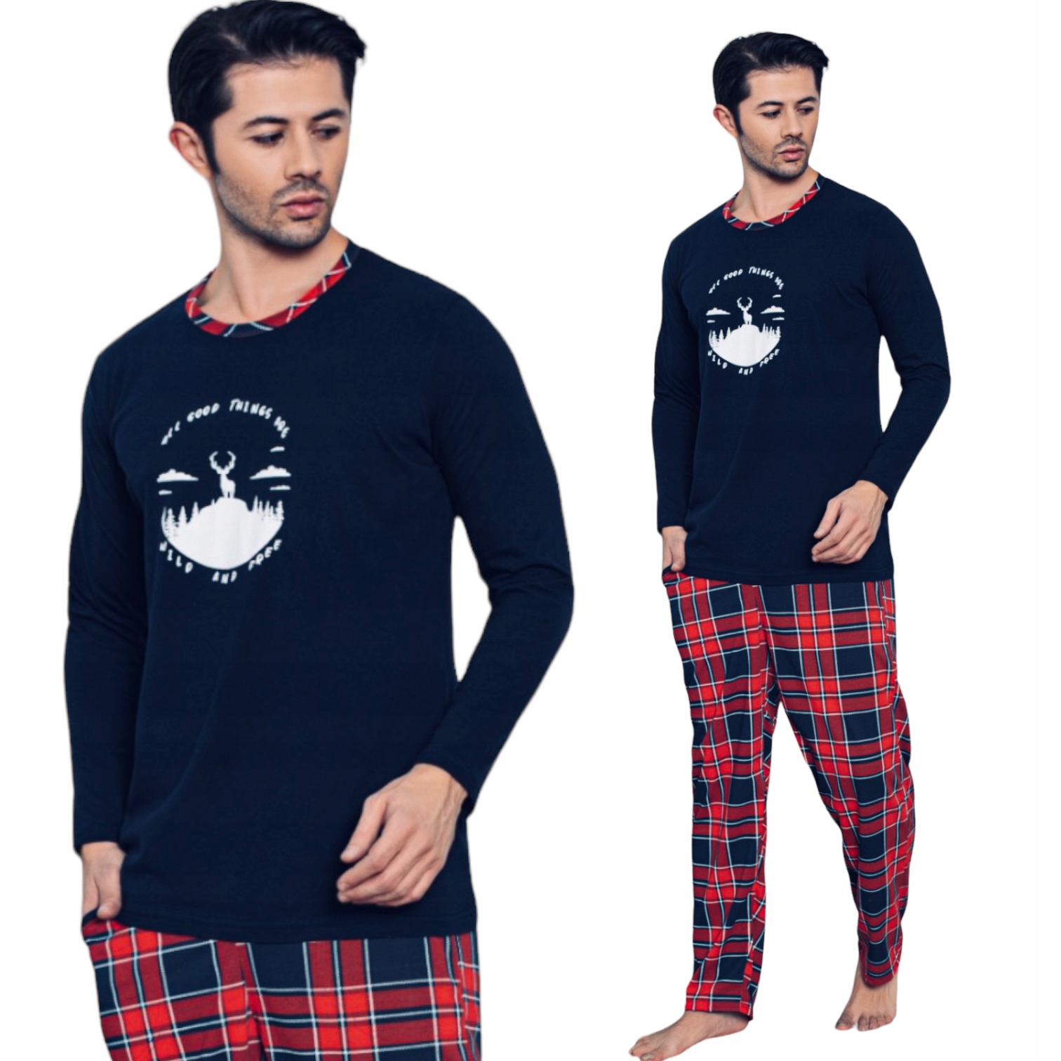 PIŻAMA MĘSKA DŁUGI RĘKAW DŁUGIE SPODNIE/BAWEŁNA