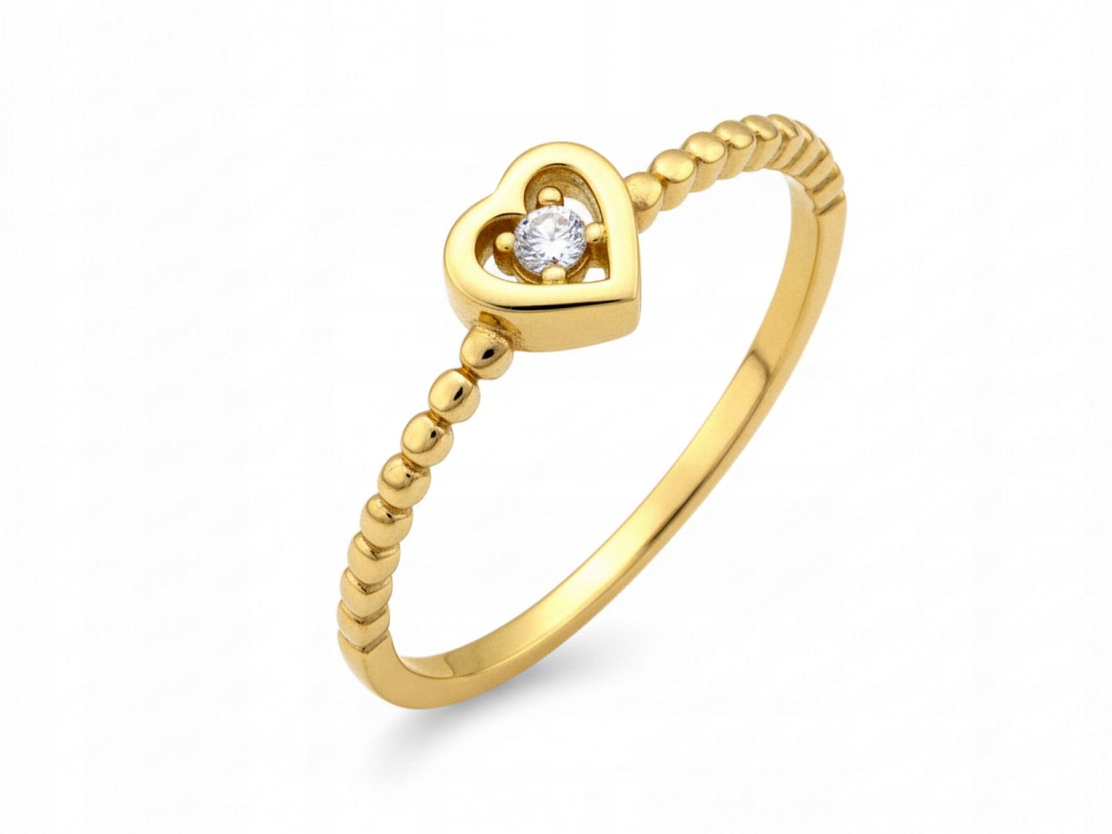 Prstýnek ze zlata 585 s zirkonem a srdcem, stylový, módní, 14kt