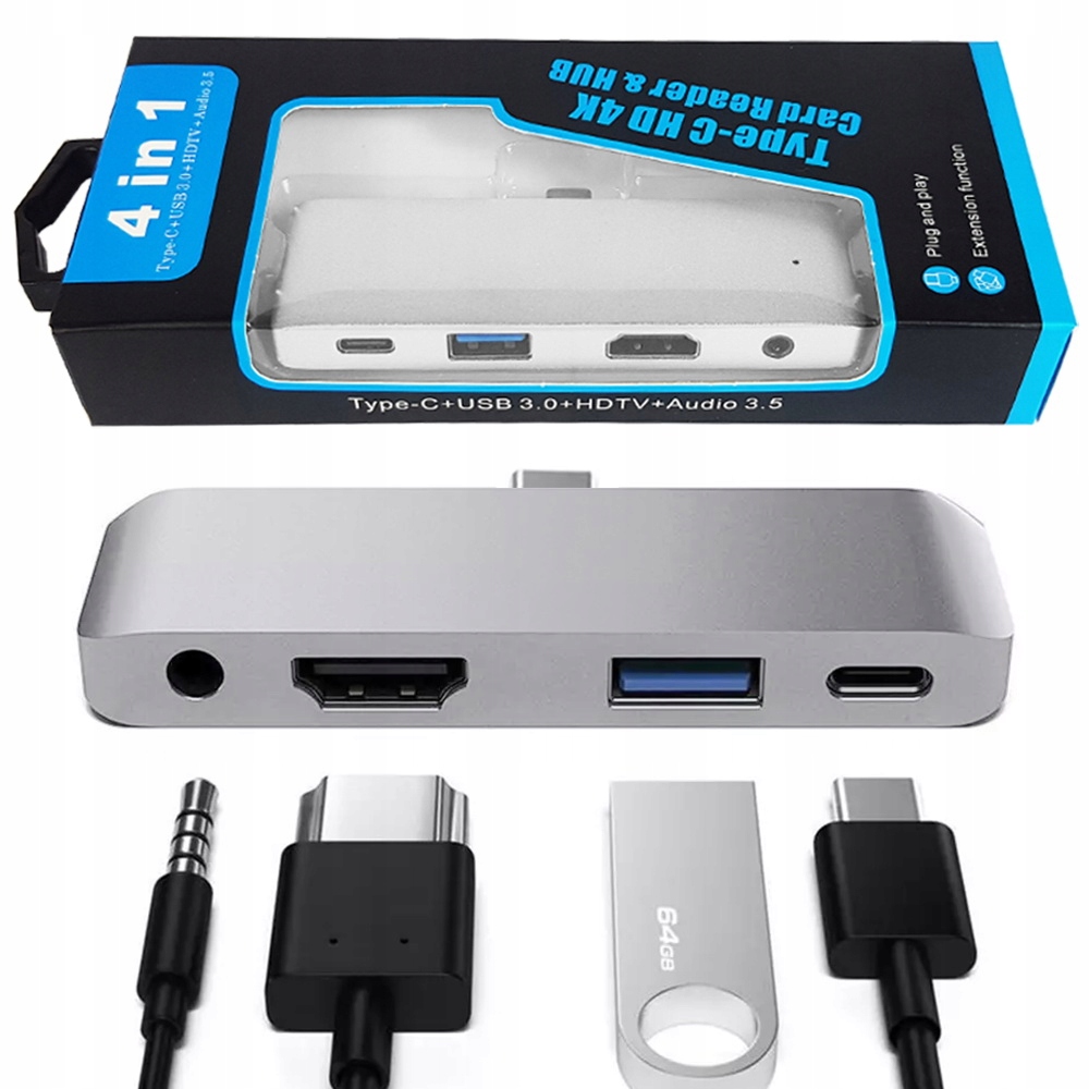 

Adapter Do iPad Pro Hub Usb-c 3.0 Hdmi 4K Jack 3.5