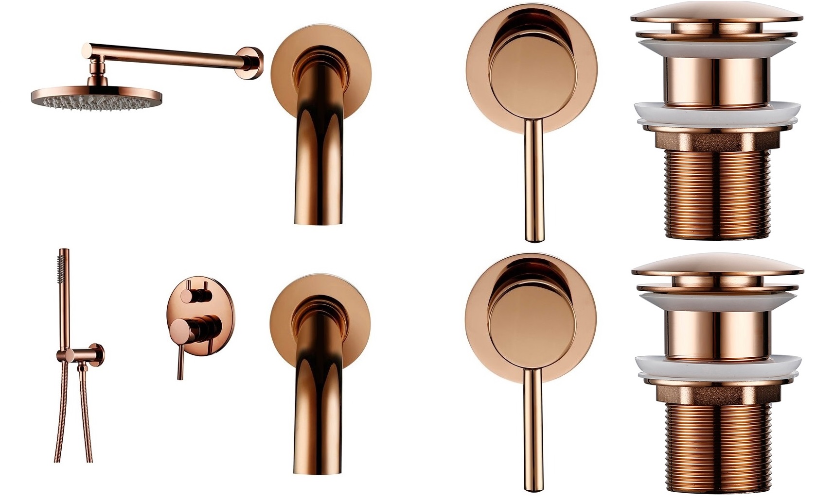 Kúpeľňová sprchová batéria Rose Gold sada