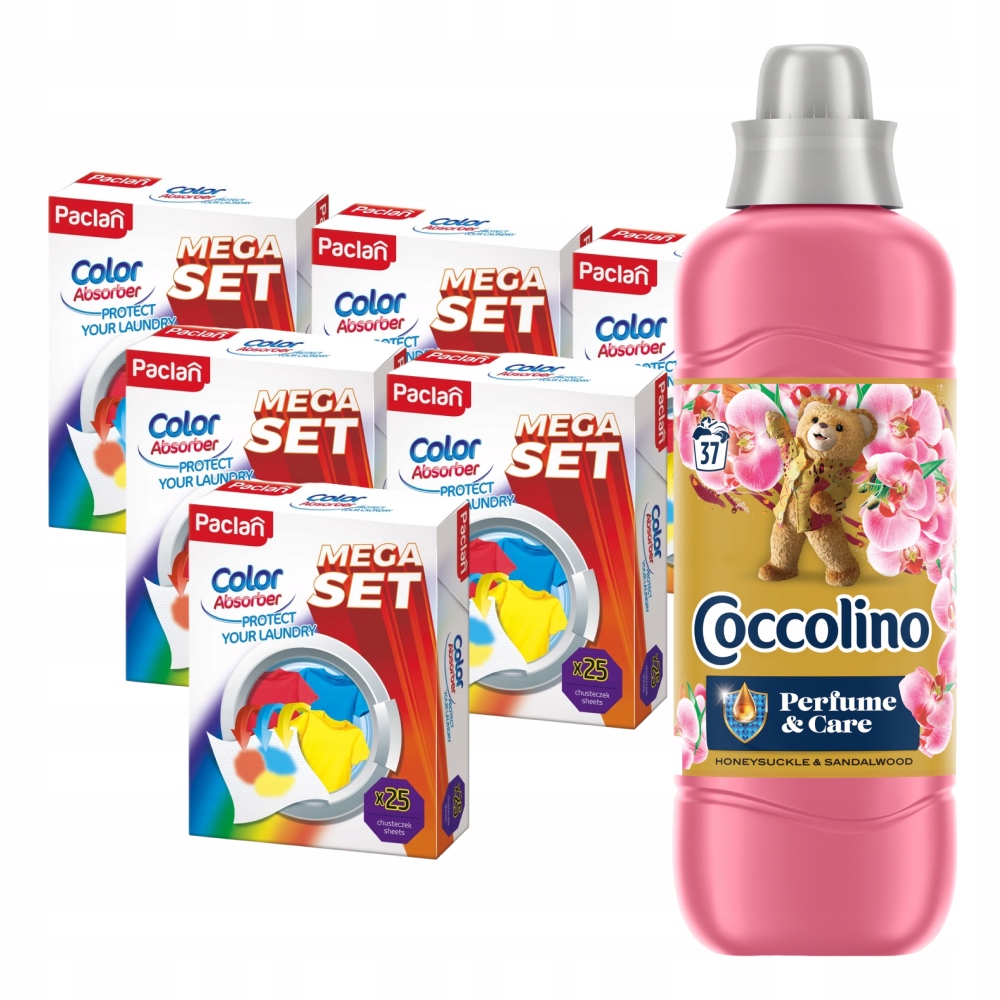 CHUSTECZKI DO PRANIA PACLAN COLOR ABSORBER - 6X25 SZT + PŁYN GRATIS