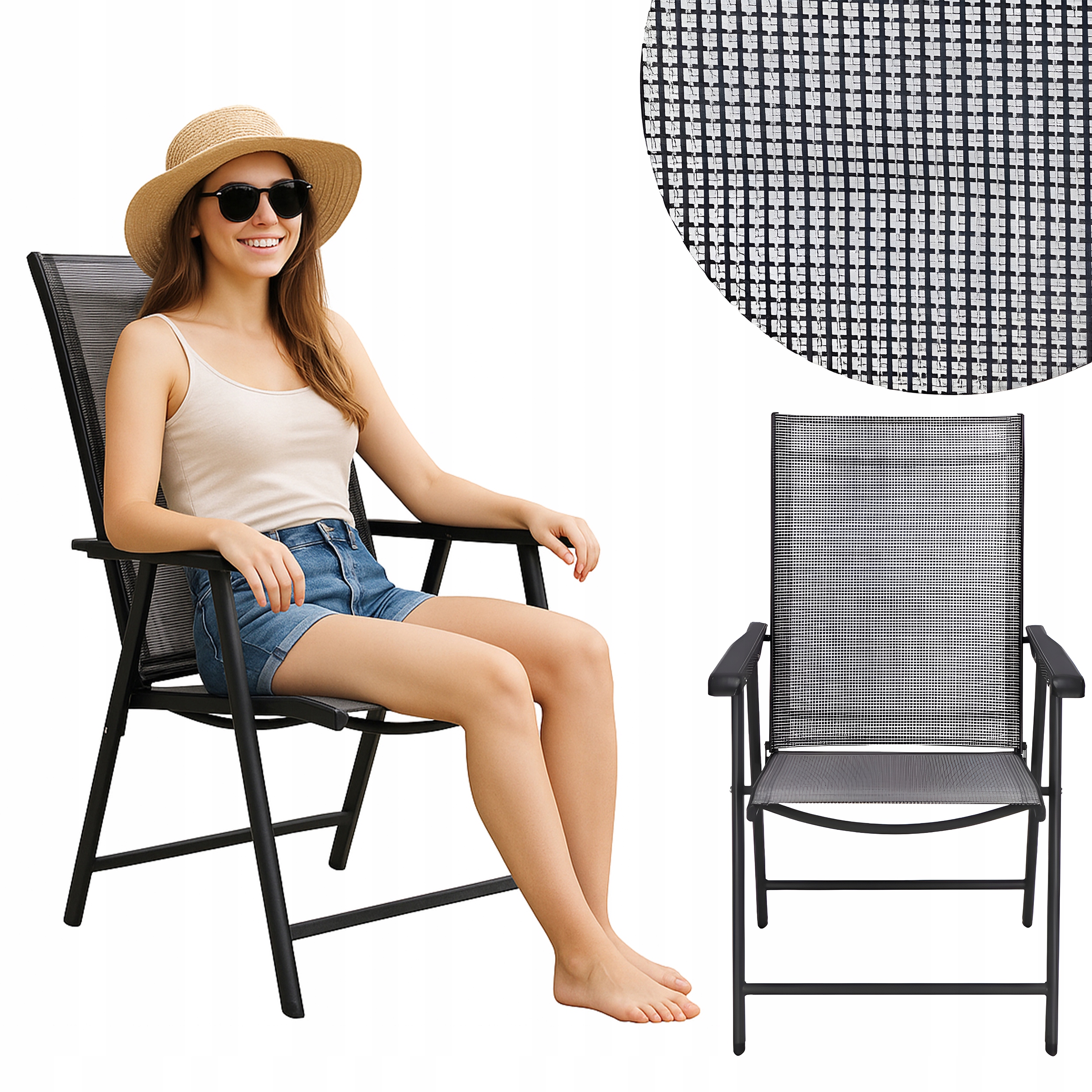 Skládací Zahradní Židle Moderní Balkonová Terasová Síť Šedá 150 Kg