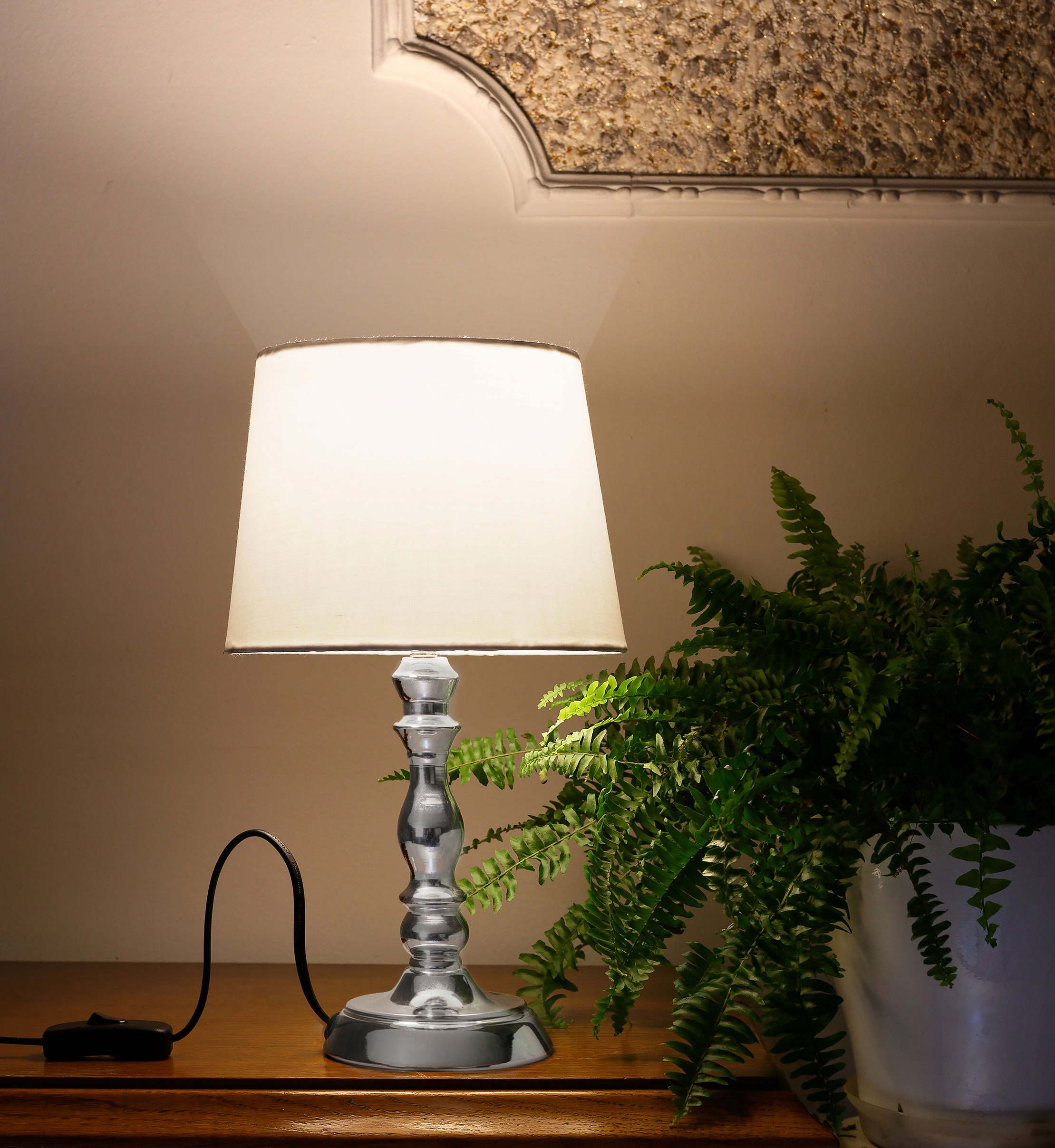 LAMPKA NOCNA STOŁOWA Z ABAŻUREM NA BIURKO LED E14 Marka inna