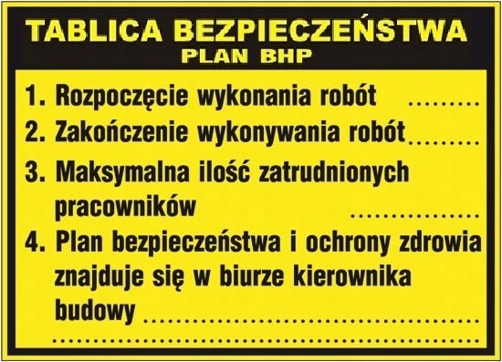 

Tablica bezpieczeństwa Plan Bhp Bioz 70x50