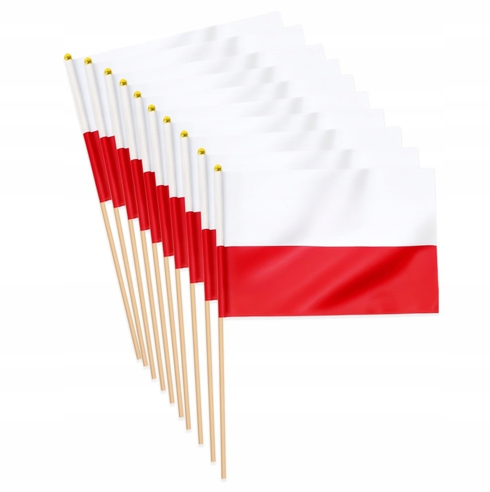 Flaga Polski na Patyczku Patriotyczne Kibica Polska, 10 szt.