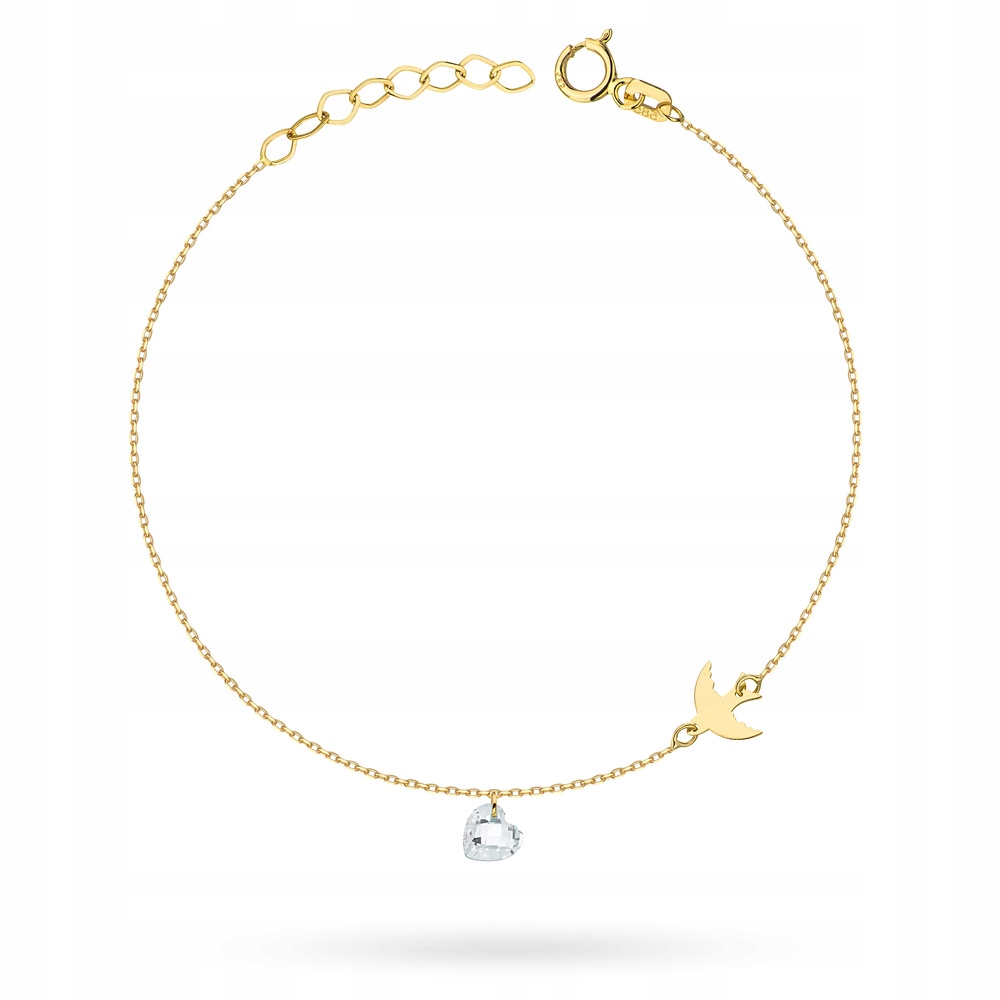 Zlatý Dámský Náramek pr. 585 14k se Zirkonem a Vlaštovkou Krabička