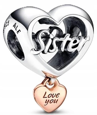 Přívěsek Pandora Srdce Miluji Tě Sestro 782244C00 Stříbrný