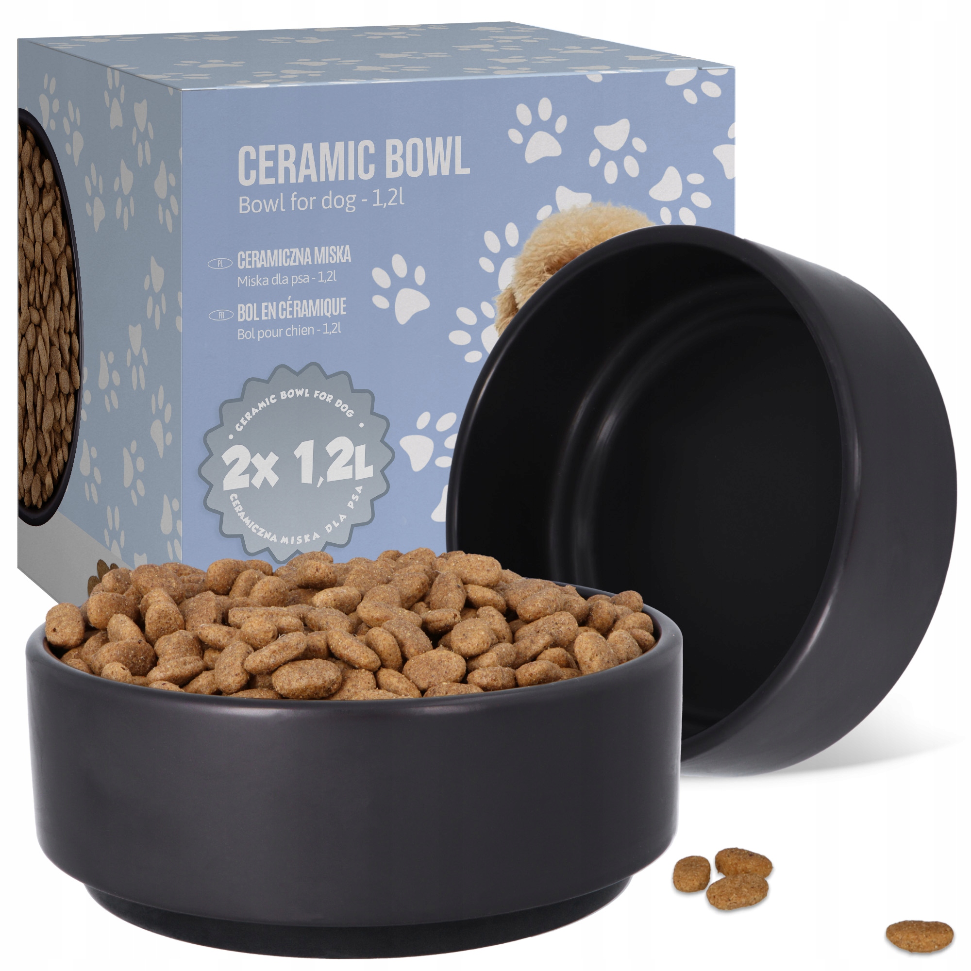 2x Velká Miska Pro Psa 1,2 l Keramická Protiskluzová miska pro štěňata na 8K