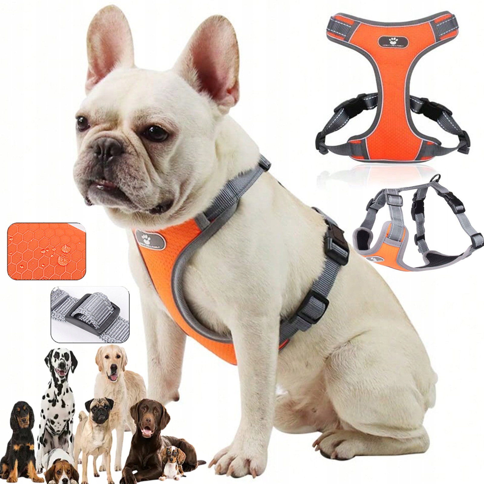 Levně Postroj Pro Malého Psa Beztlakový Silný Guard M Oranžová Barva