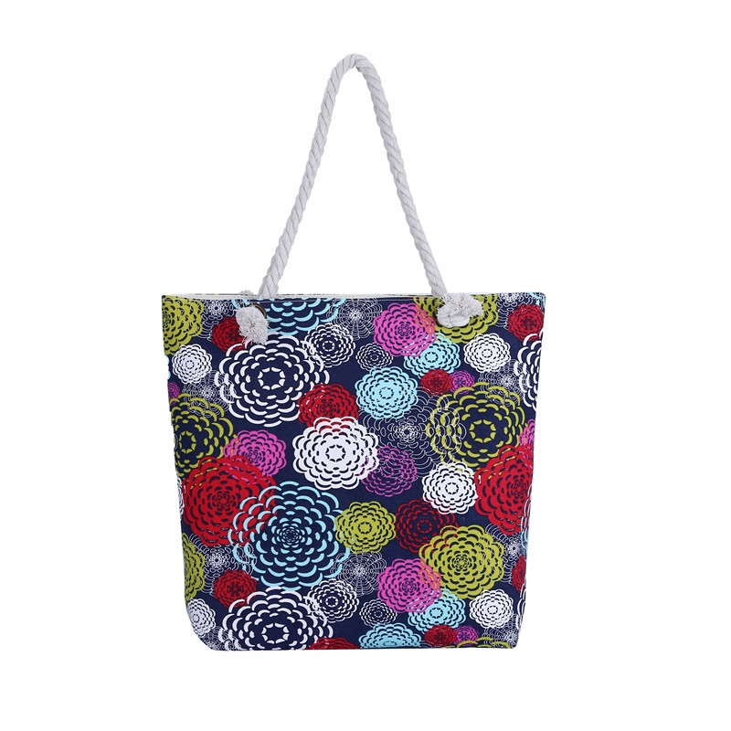 TOREBKA DAMSKA SHOPPER TORBA PODRĘCZNA KWIATY Kolor wielokolorowy
