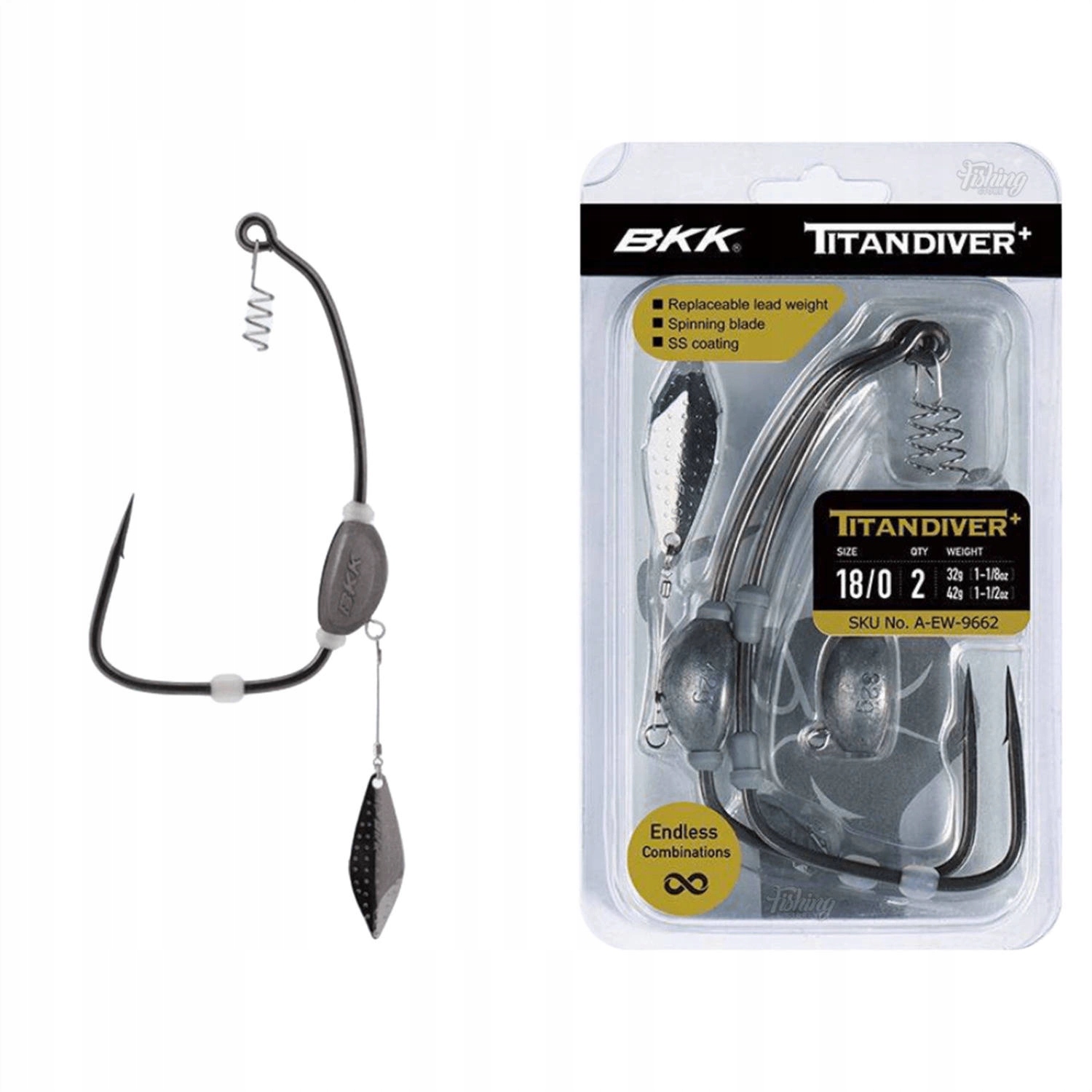 Haczyki offsetowe Bkk Titan Diver+ 18/0, 32g; 42g