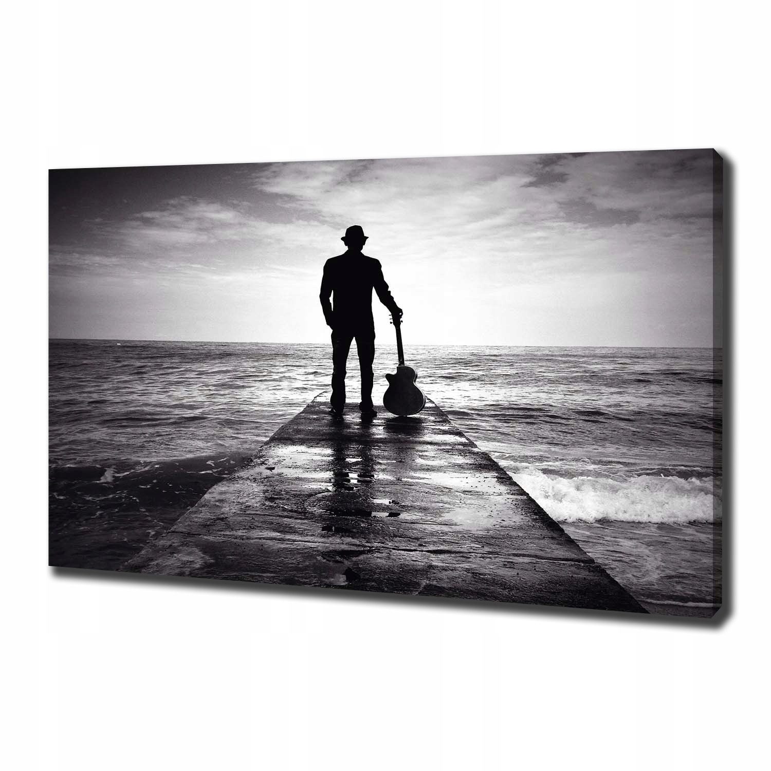 

Foto obraz na płótnie Gitarzysta na molo 100x70 cm