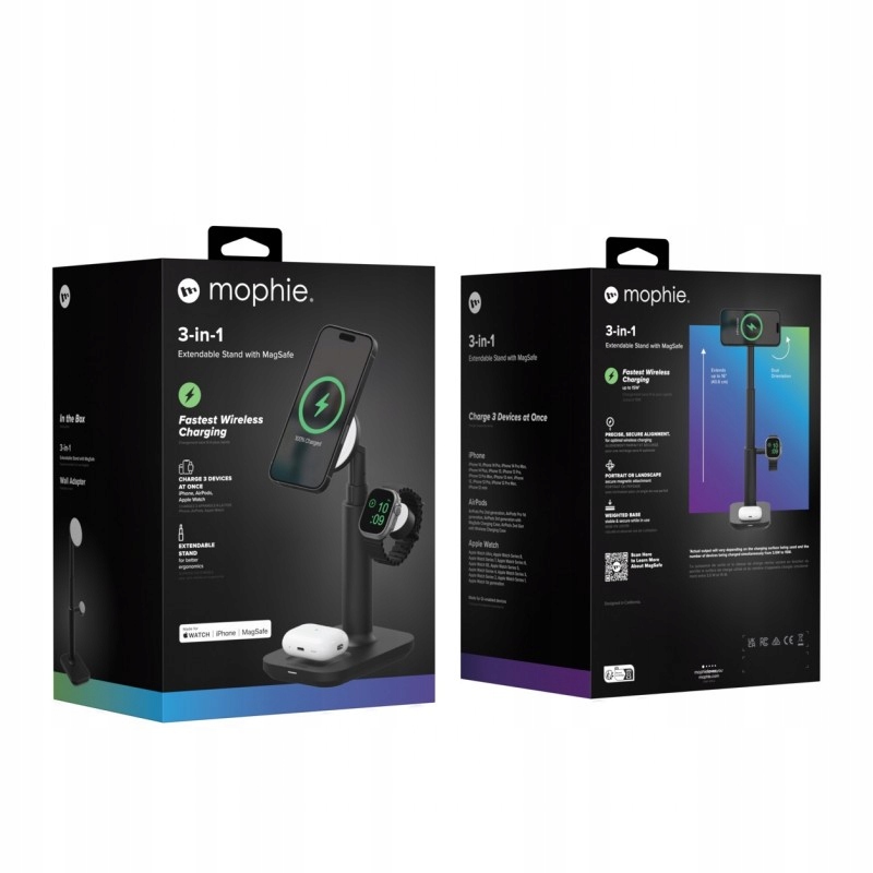 Stojan Mophie s funkcí nabíjení 3v1 pro iPhone 17 16 15 14 Pro Max Watch