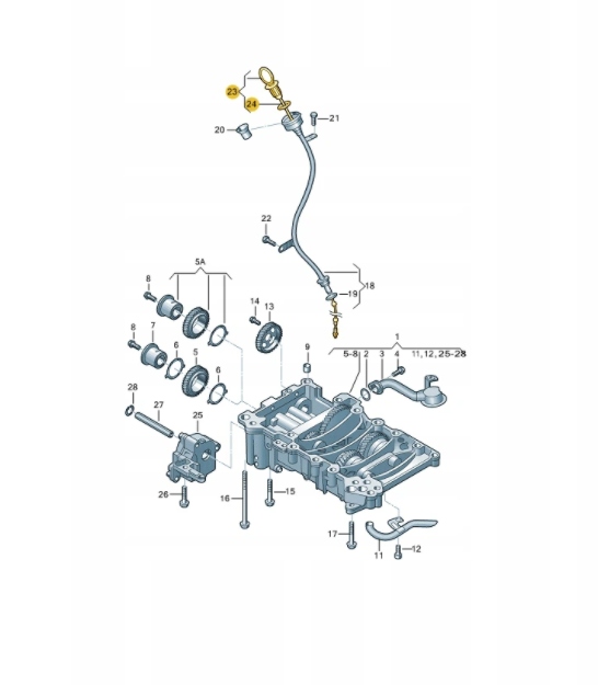 Bagnet miarka poziomu oleju Audi A4 B8 oryg. ASO 03L115611M Producent części Audi OE
