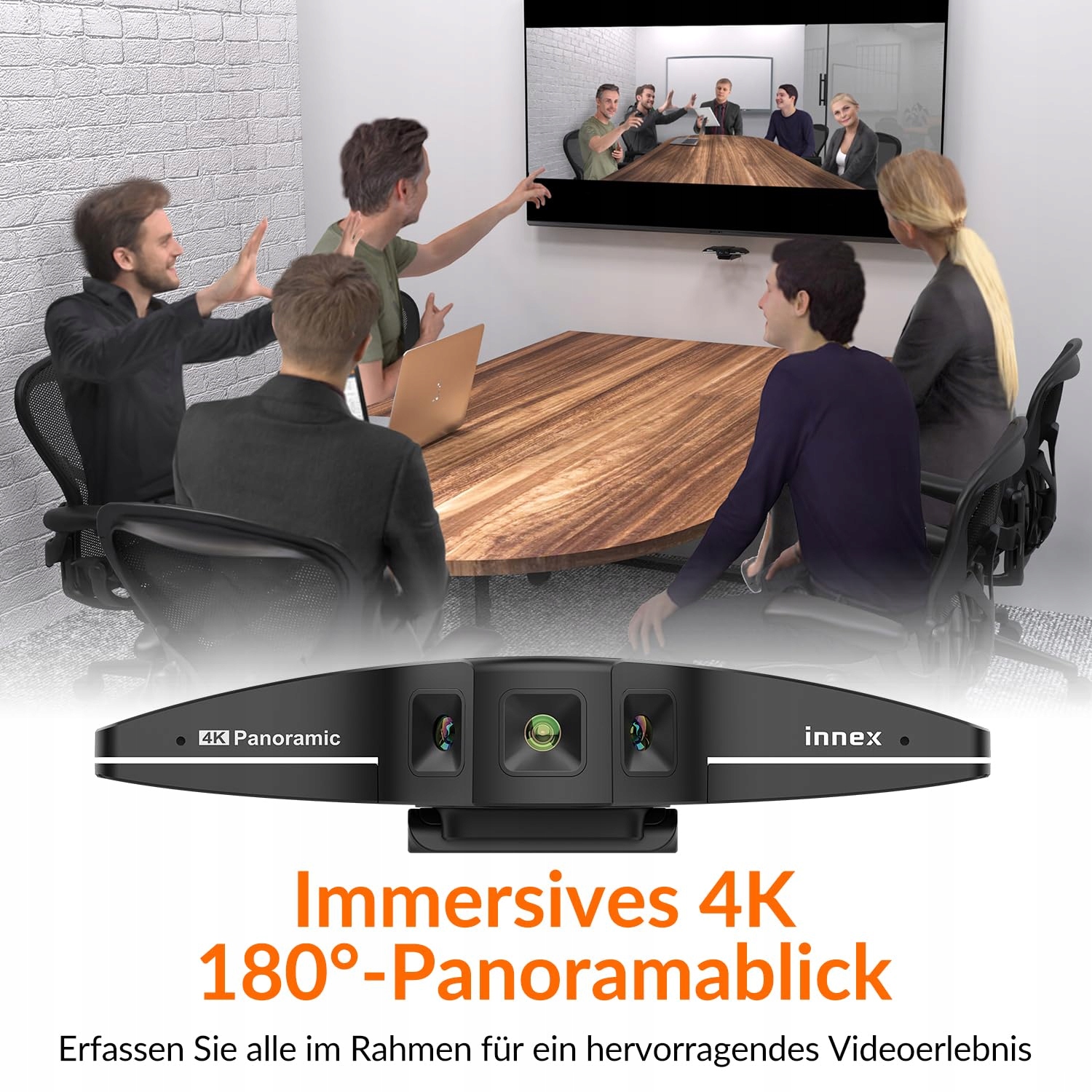 INNEX Kamera 4K Panorama 180° Z Mikrofonem Dla Windows Mac PlugAndPlay — miniatura 2