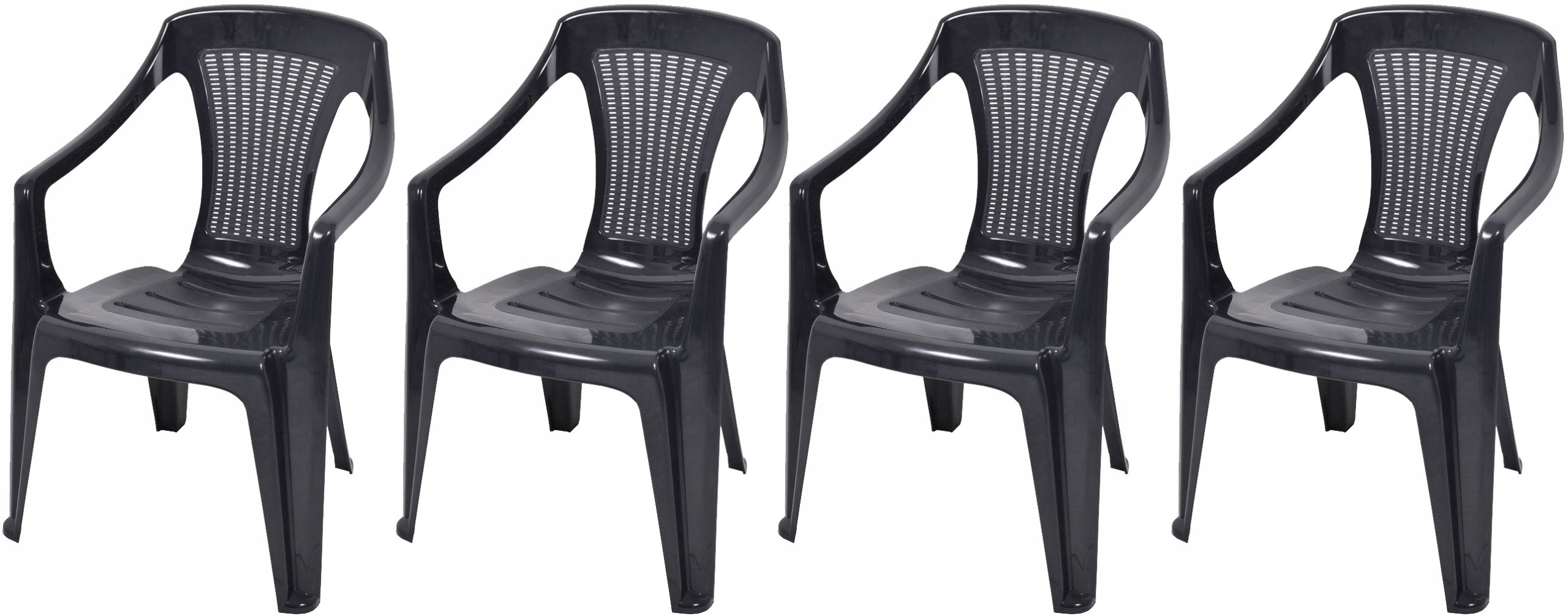 4x GRAFITOWE BRYLANT OGRODOWE PLASTIKOWE KRZESŁO