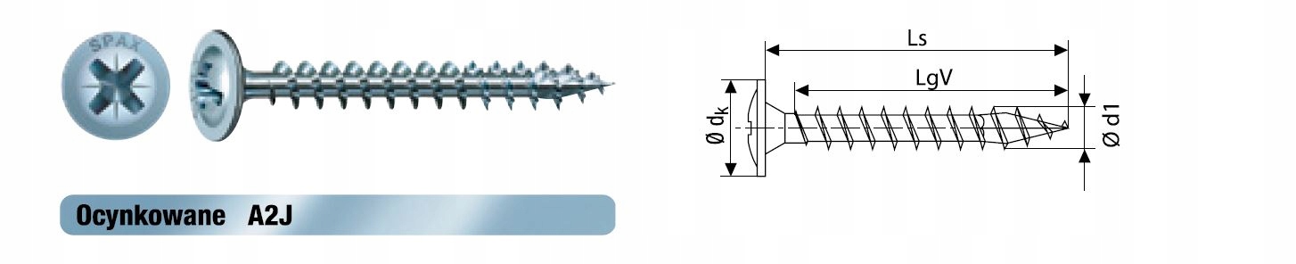 Podložkový Šroub 40X35MM PZ2 Bílý Pozink 2000 Kusů Montéra