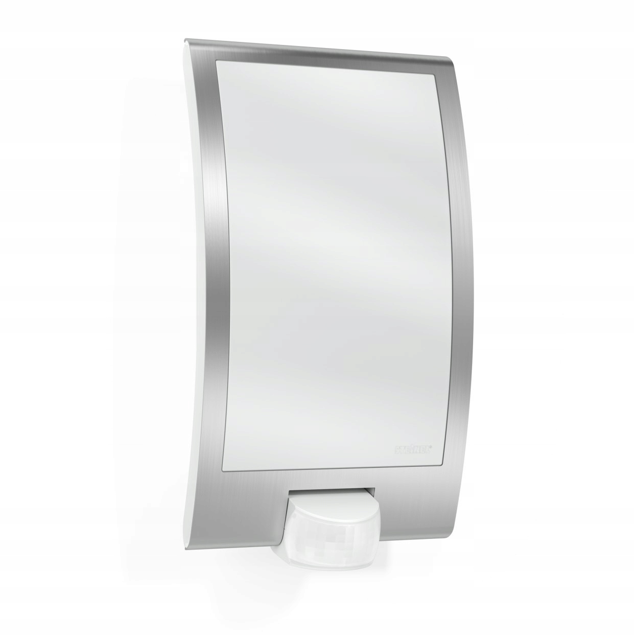 Nowoczesny kinkiet ogrodowy z czujką ruchu srebrny Steinel E27 60 W