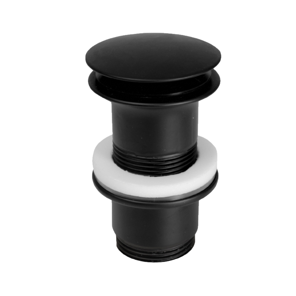 Zátka klik klak italská pro umyvadlo 1 1/4″ push open bez přepadu H62 černá