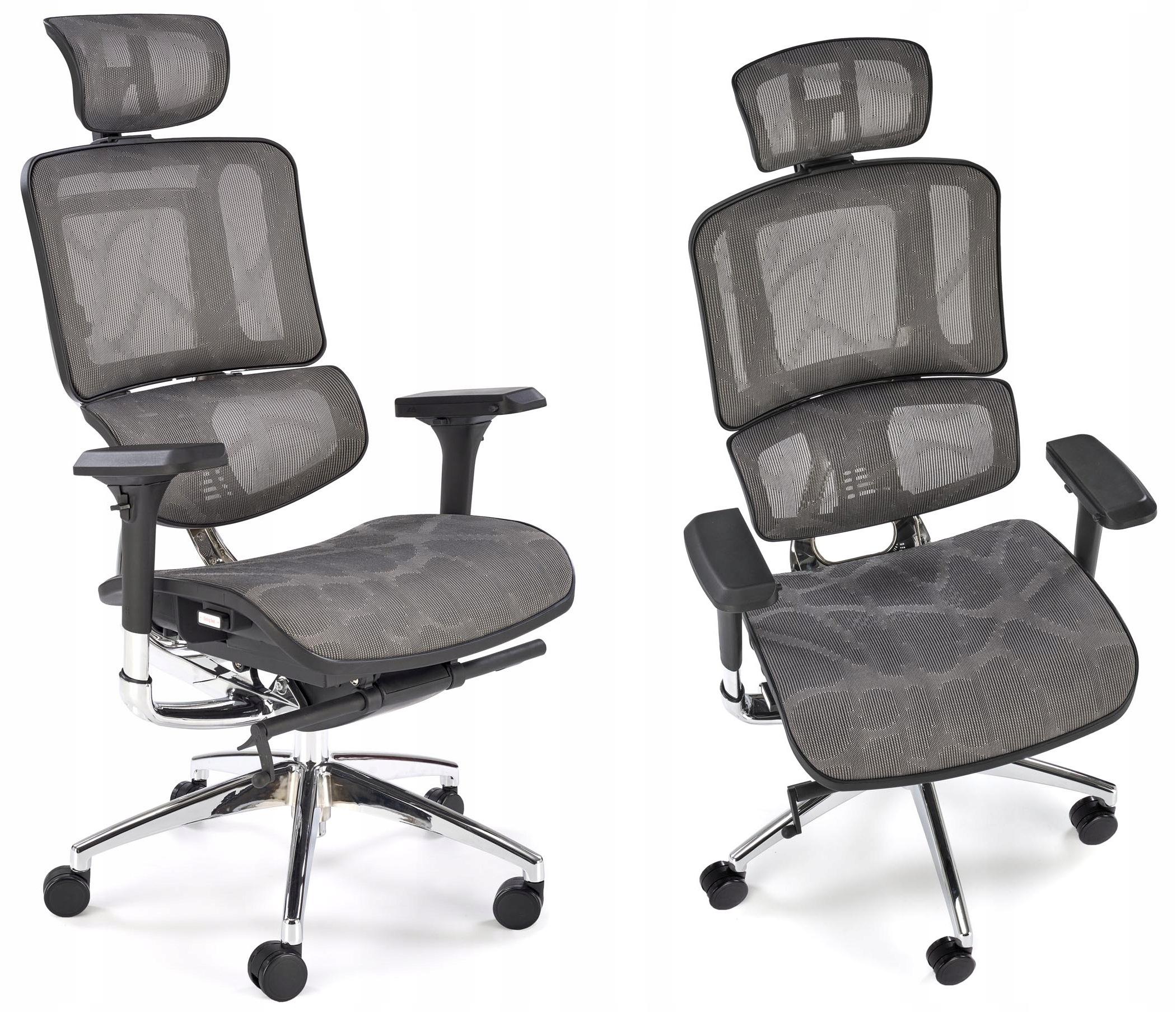 Ergonomiczne krzesło biurowe obrotowe Ethan Popielaty szary Siatka Halmar