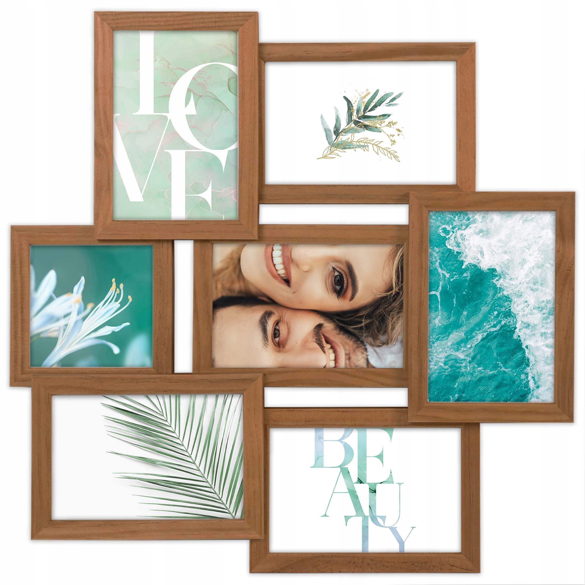 

Drewniana Brązowa Multirama Multiramka do Zdjęć