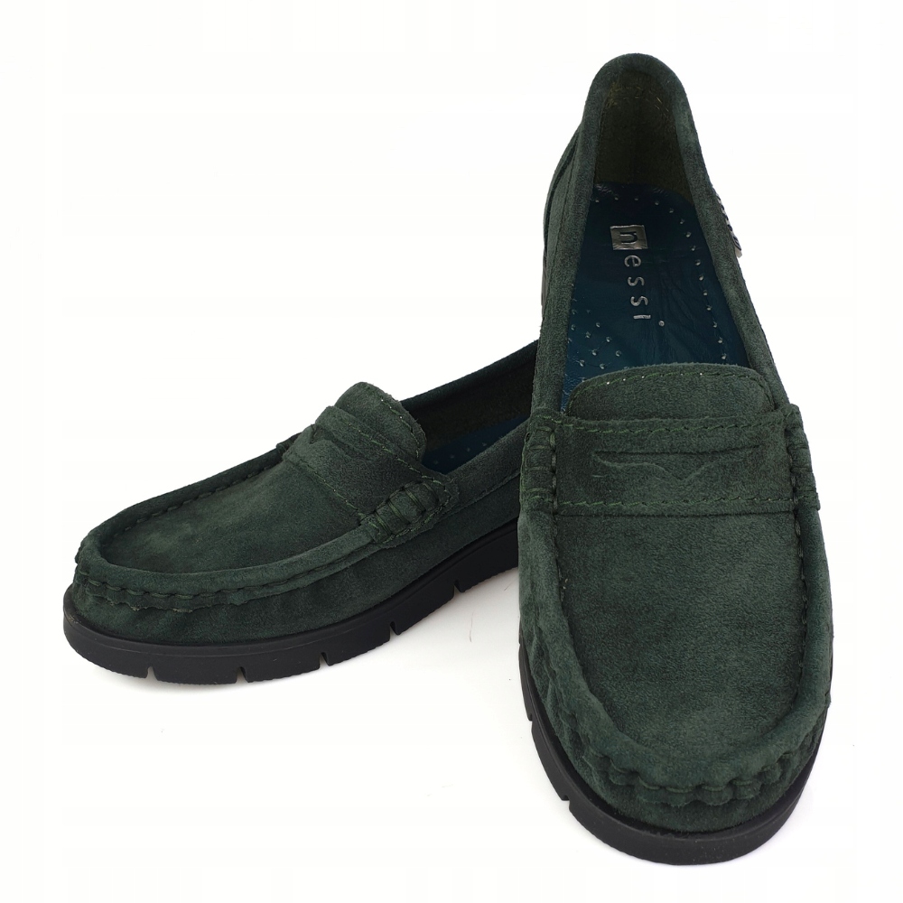 Nessi 76506 765 mokasyny zielone skóra welur r. 38 Rozmiar 38