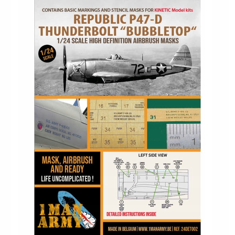 Masky Republic P47-D Thunderbolt Bubbletop (Kinetic) 1:24 1 Man Army