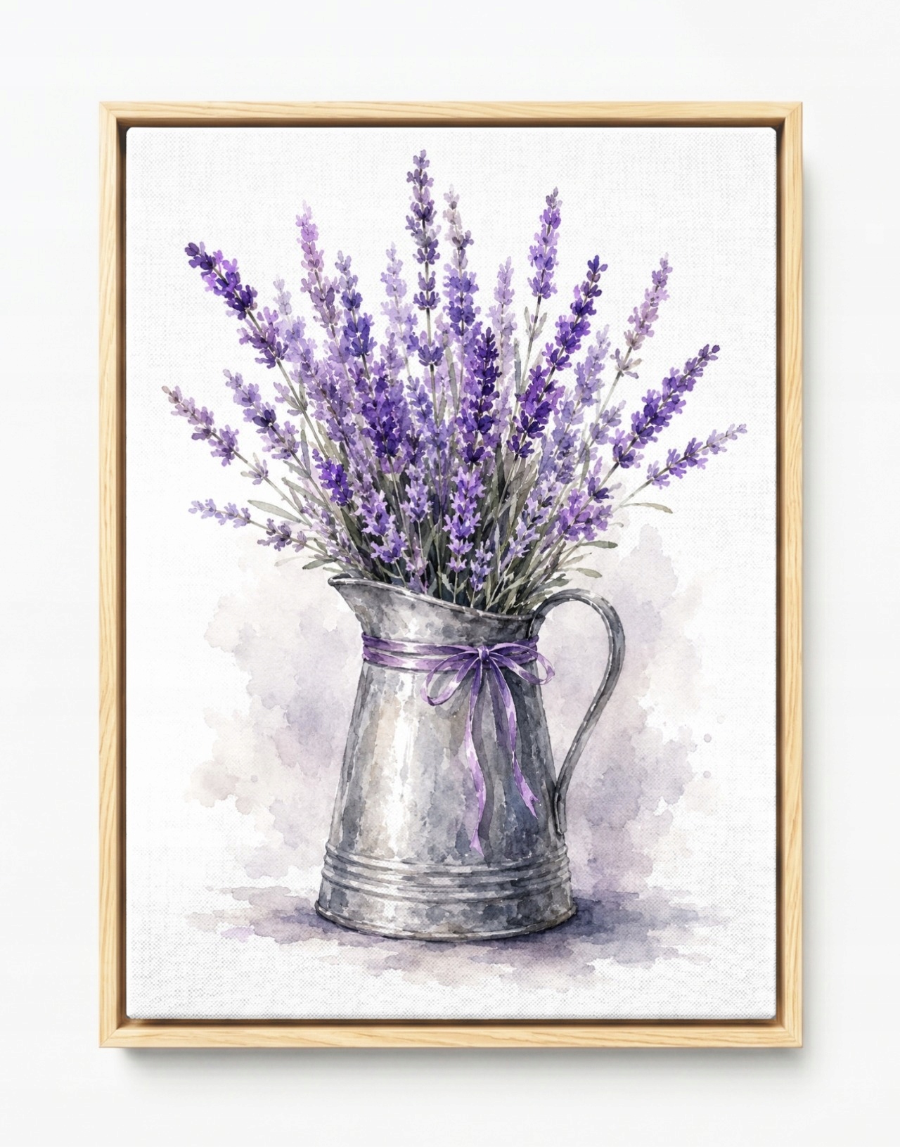 Obraz Rám Americký Box Akvarel Dekorace Květiny Kytice Levandule 60x80