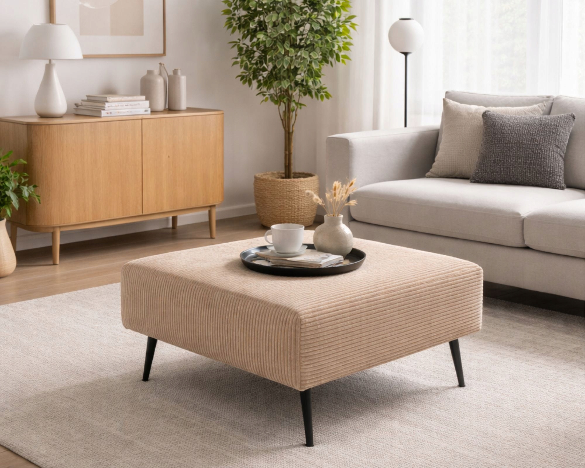 Taburet čalouněná Mirano do modulárního rohu, manšestrová tkanina