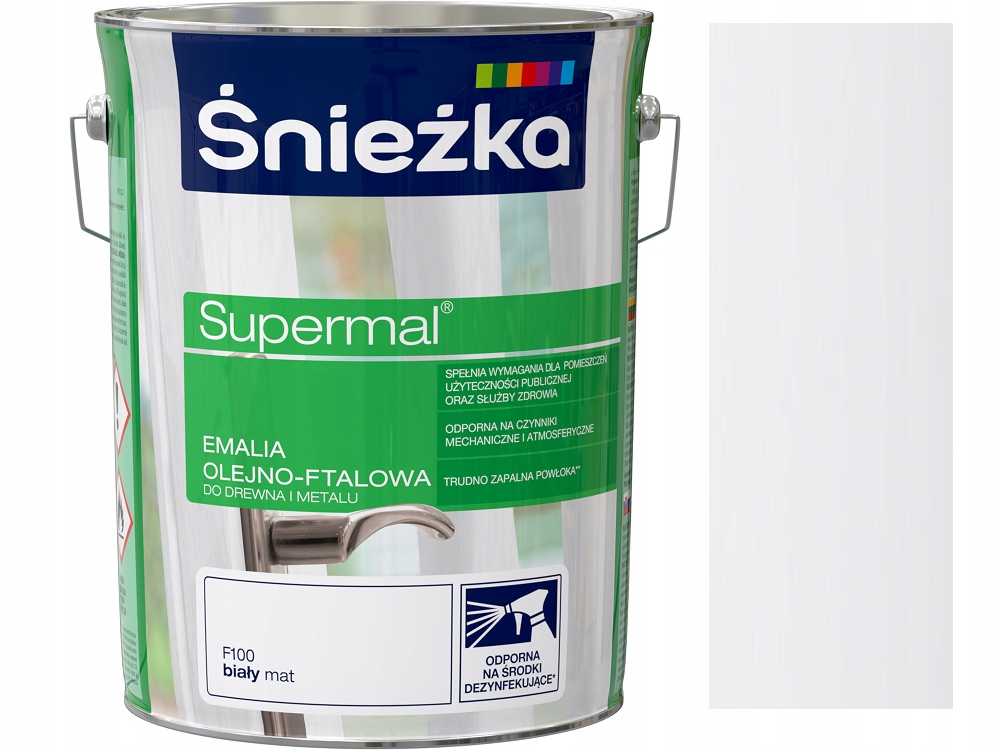Śnieżka Supermal Emalia Olejno Ftalowa Do Drewna I Metalu Biały Mat F100 5L