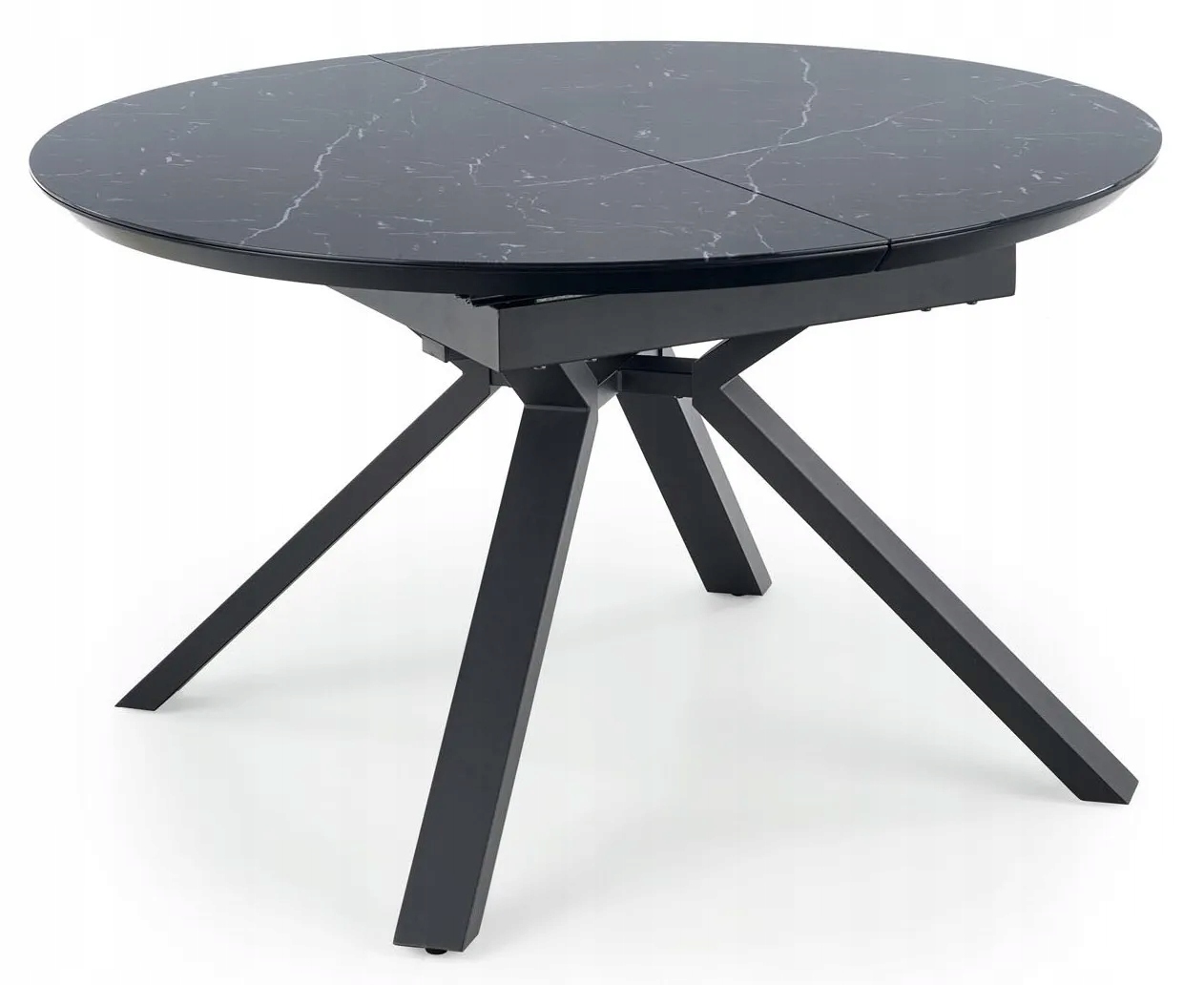 Stół Okrągły 130 cm Rozkładany Vertigo Czarny Marmurowy Glamour Halmar