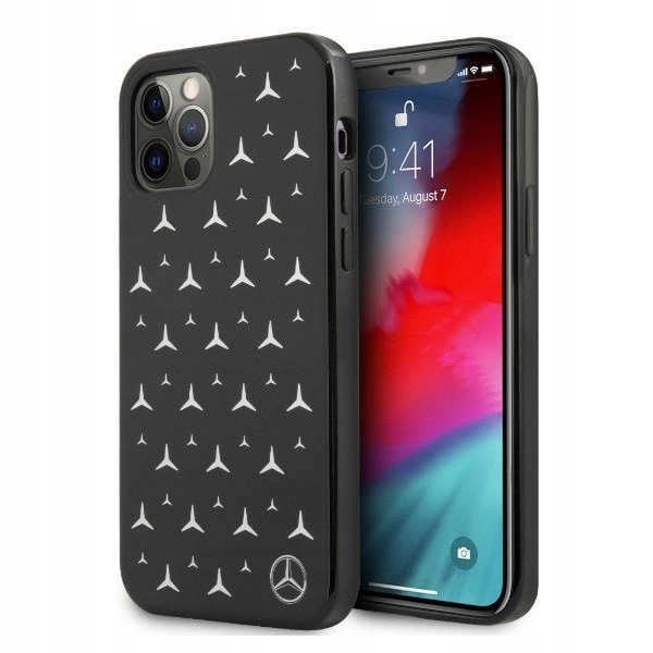 Etui Mercedes Silver Stars Pattern na iPhone 12 Pro Max czarne