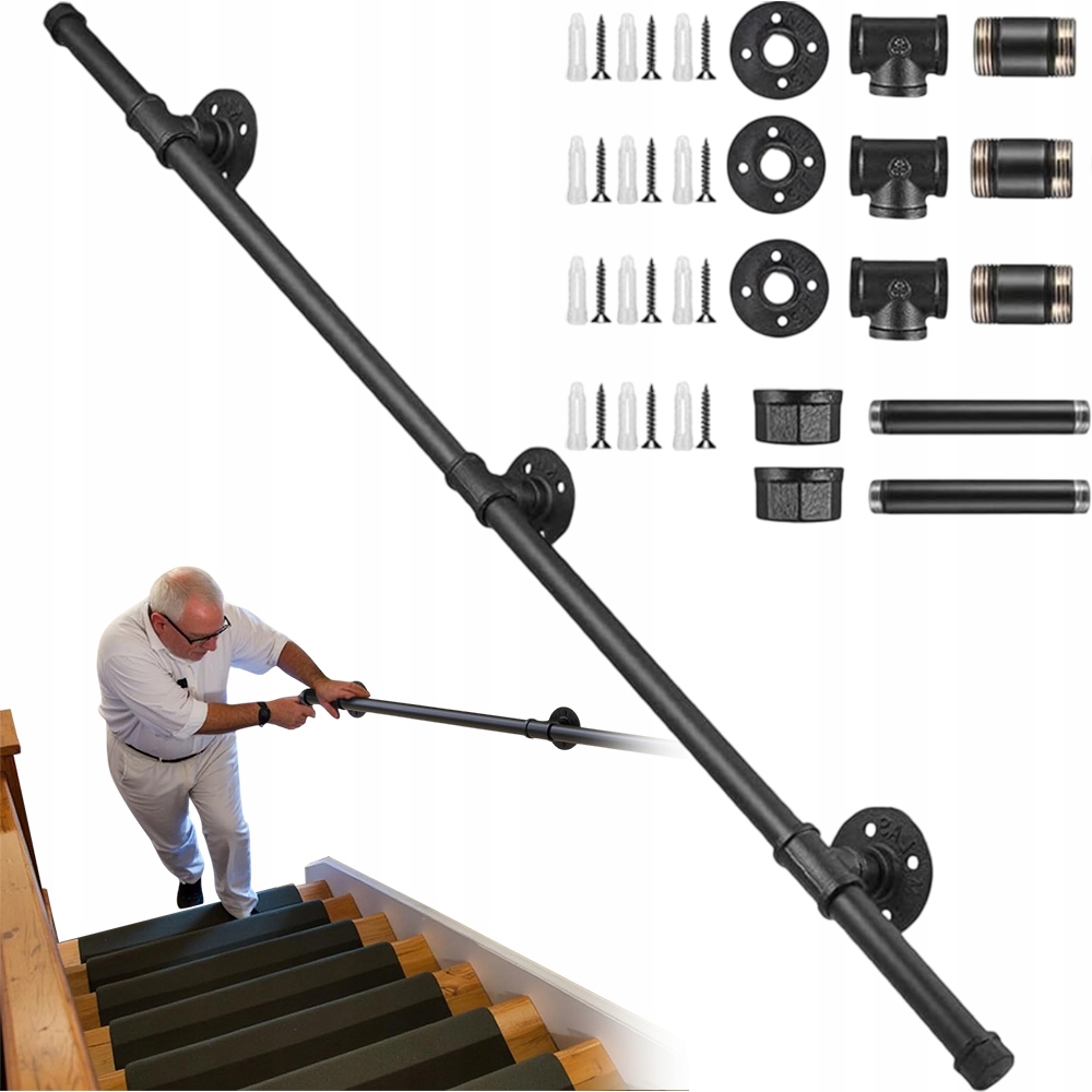 Kovové Zábradlí Černé 150 CM Pro Schody, Horizontální A Vertikální Šikmá Montáž