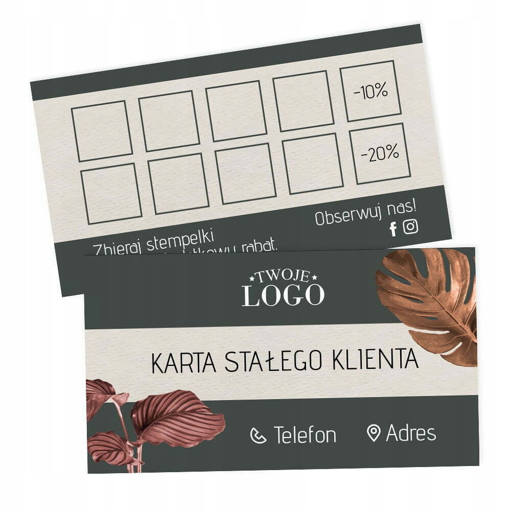Karty Stałego Klienta Eleganckie Beauty z Logo