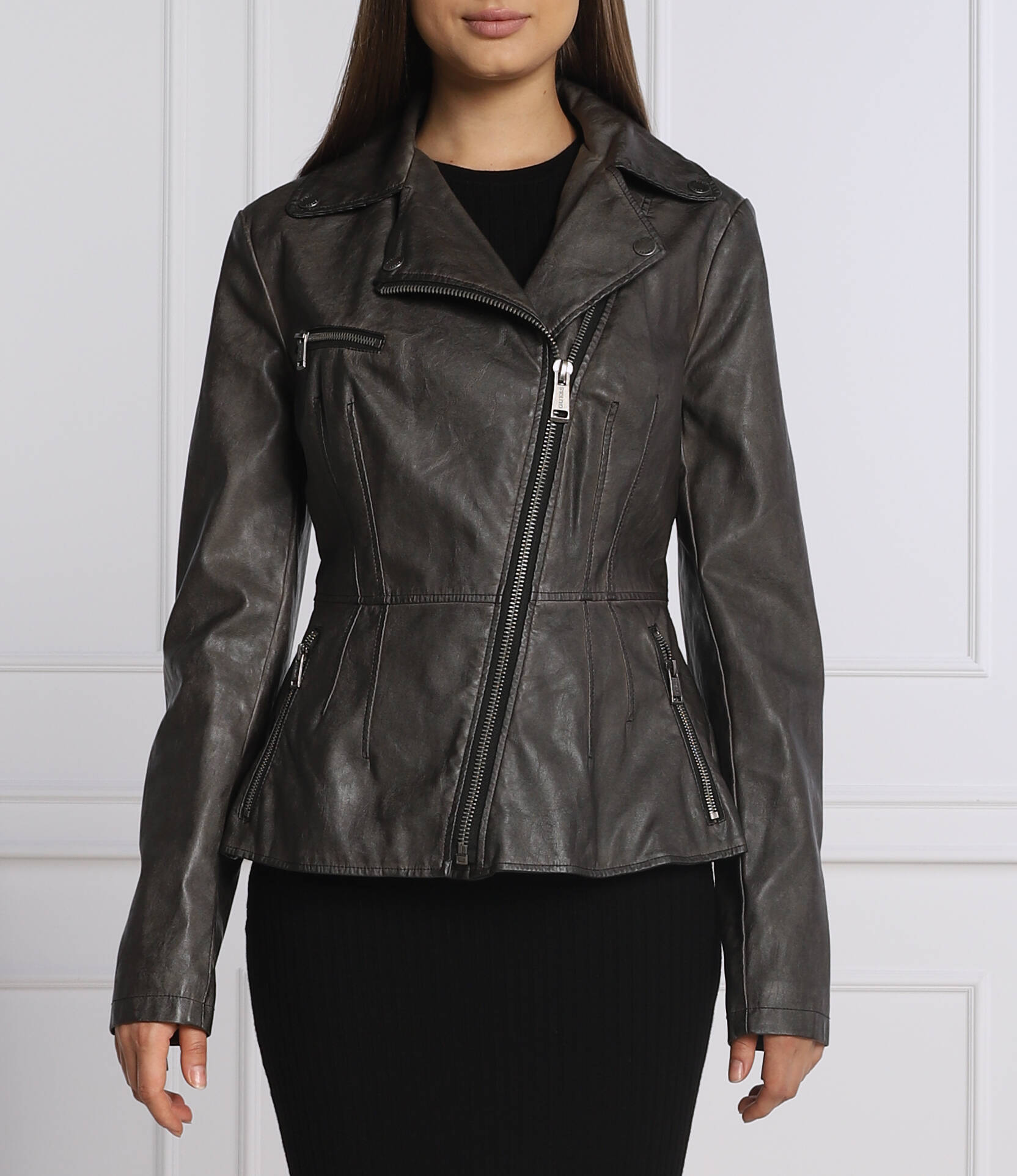 Guess Jeans bunda Agnes Regular Fit grafitová Xs