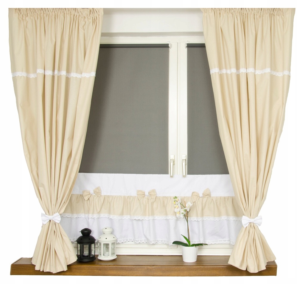 

Zestaw kuchenny zazdrostka+zasłony Bawełna Koronka