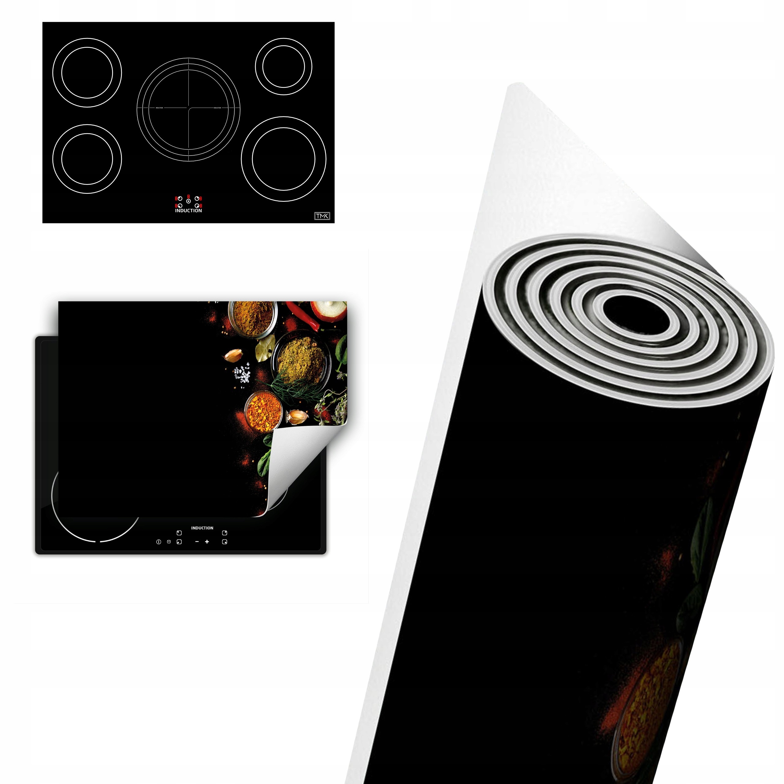 Vinylová Ochranná Deska Na Indukci 80x52 černá koření