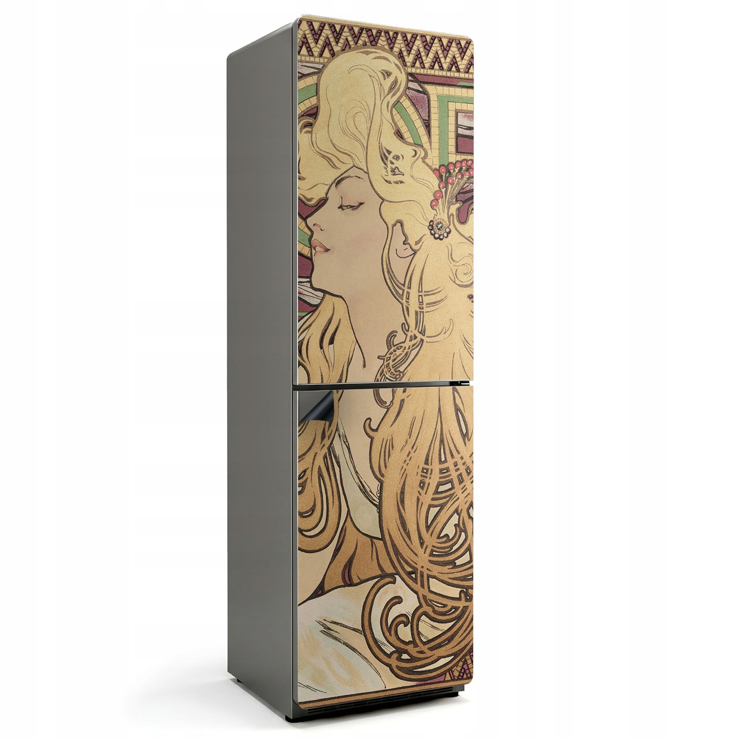 Štýlová magnetická podložka na chladničku Alfons Mucha portrét ženy 60x205