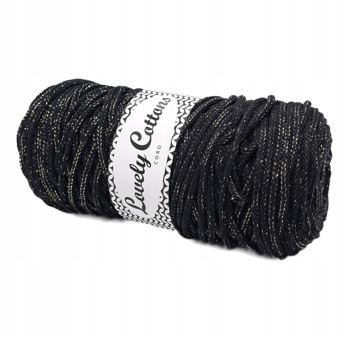 Sznurek bawełniany do makramy Lovely Cotton 3mm 100m Złoty Czarny