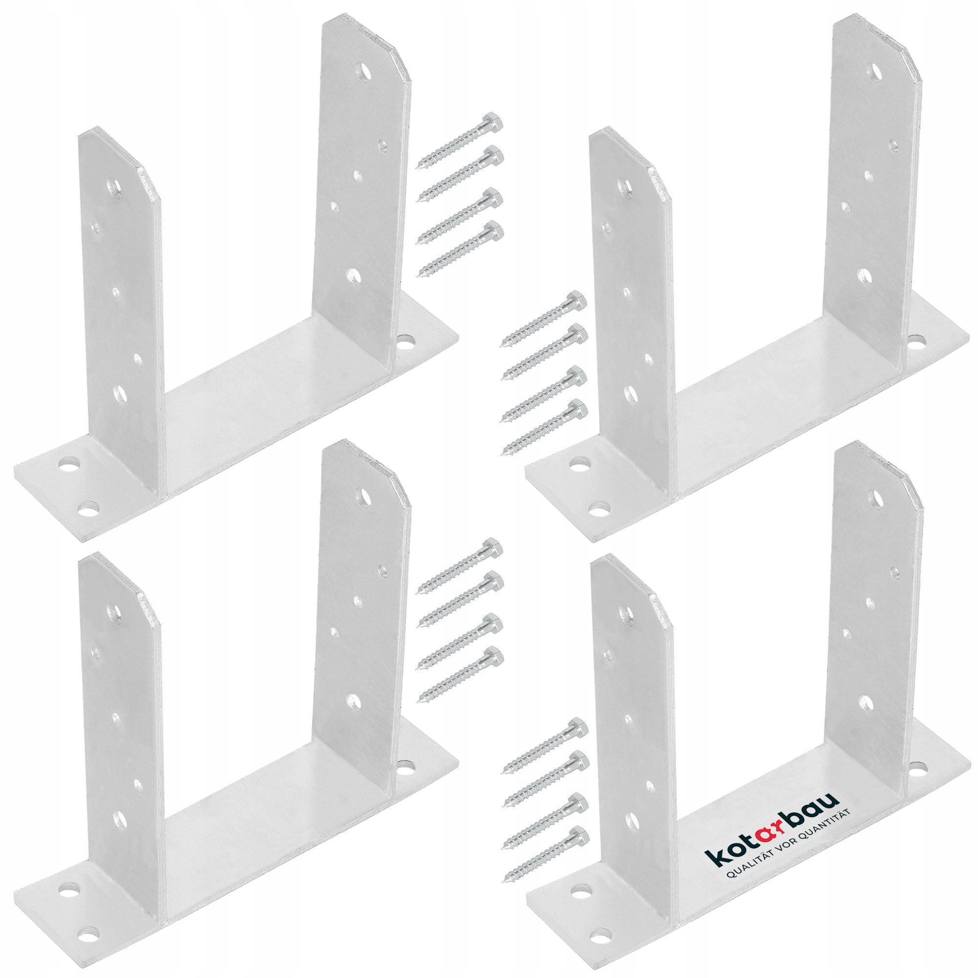 Set 4 x Základna Sloupku Šroubovací Držák Kotvící Kolík Ocelový Pozink Tt 140 mm
