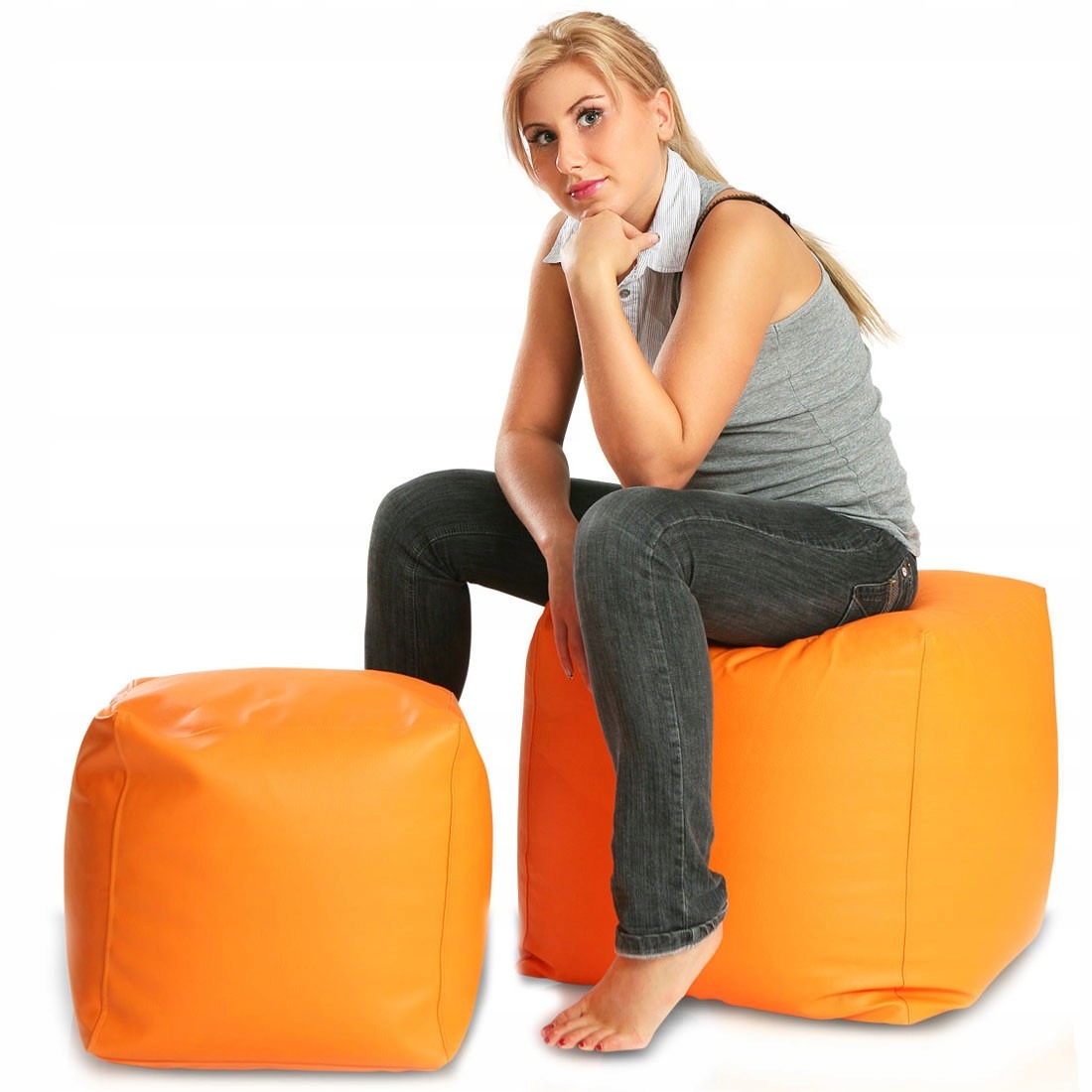 Pufa Cube Large Ekoskóra Dolaro E4 kostka 50x50cm