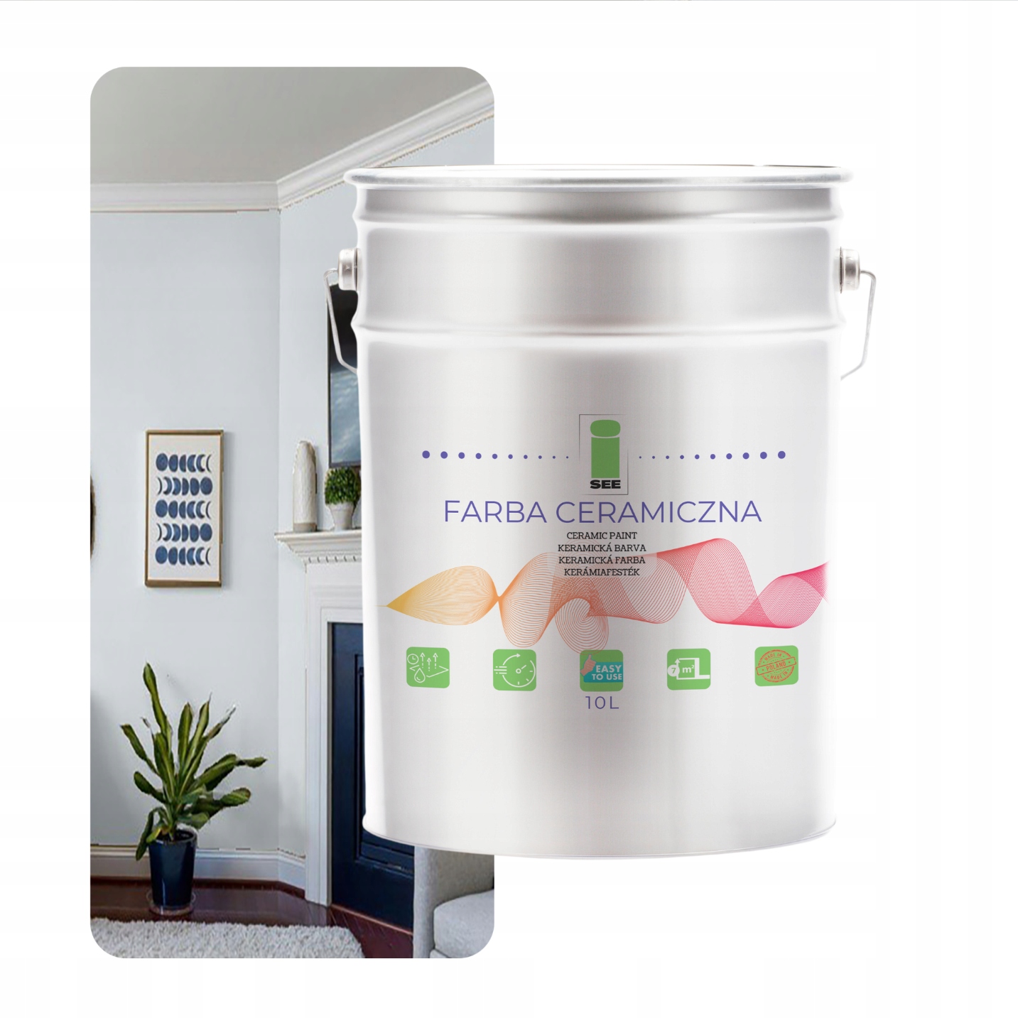 Umývateľná Keramická Farba Na Steny Biela Rozbitá Do Modrej Farby 10 L Bez Zápachu